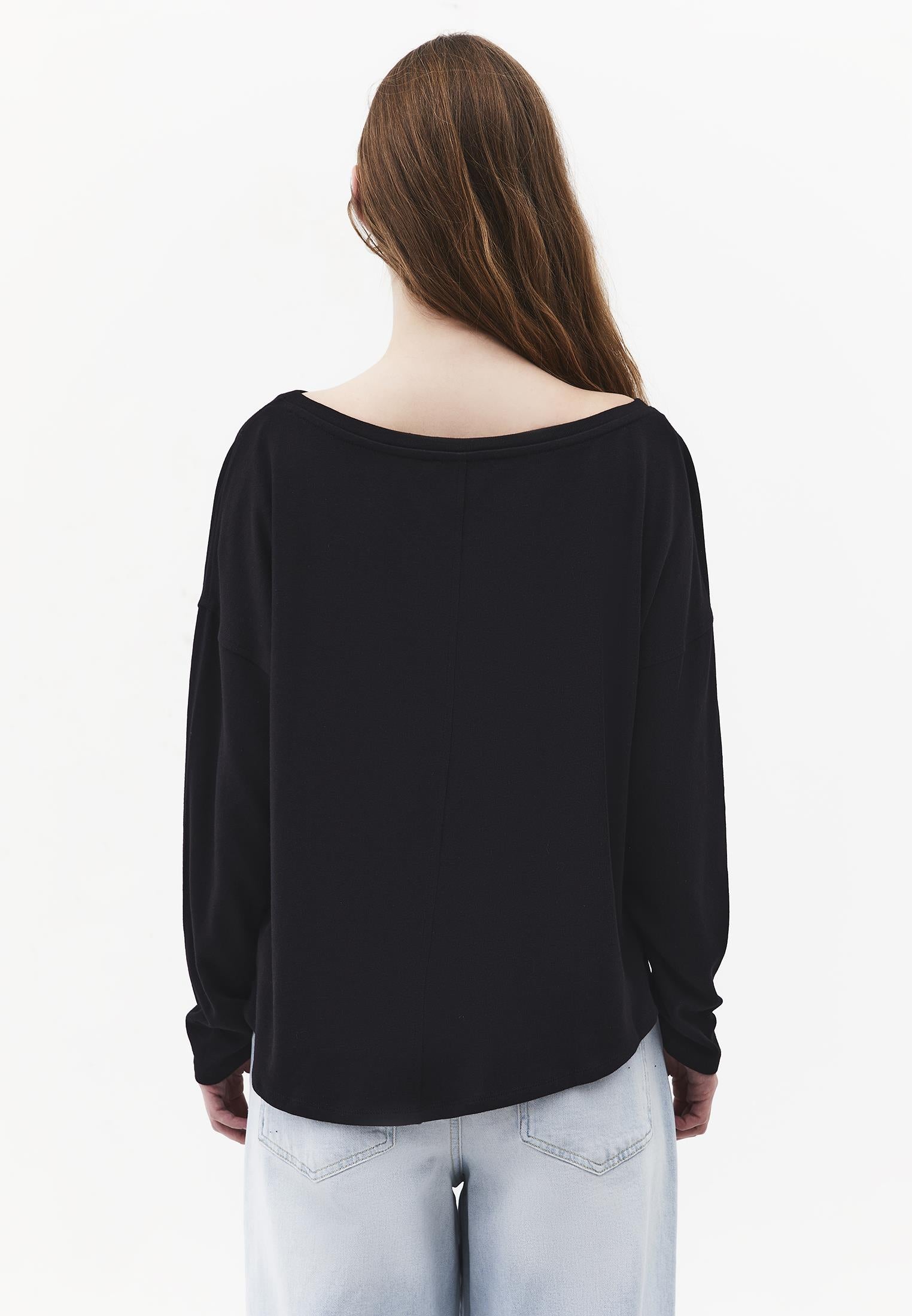 Lightweight Boat Neck Knit Sweater - BLACK