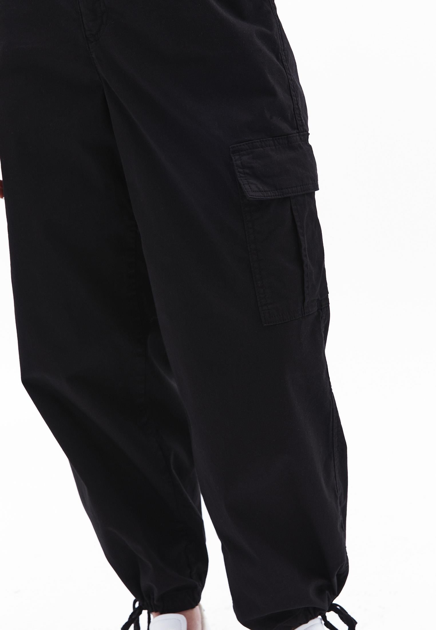 Jogger Hem High Waist Pants - BLACK