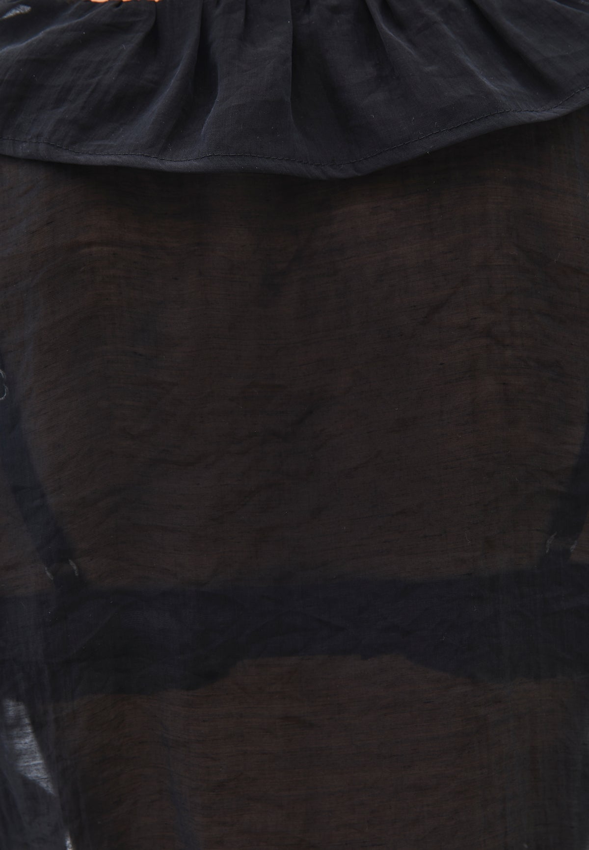 Long Sleeved Ruffled Blouse - BLACK