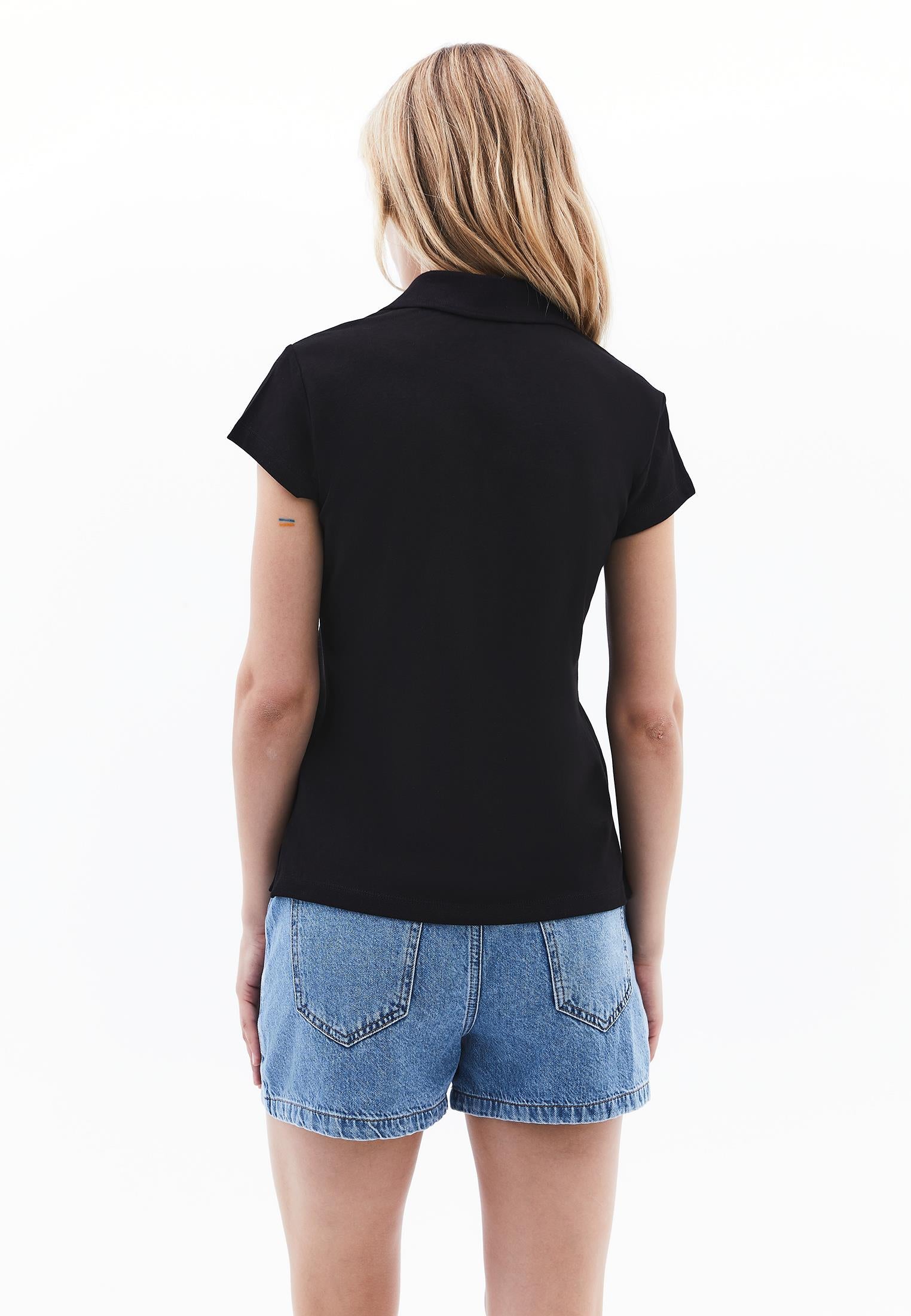 Polo Collar T-Shirt - BLACK