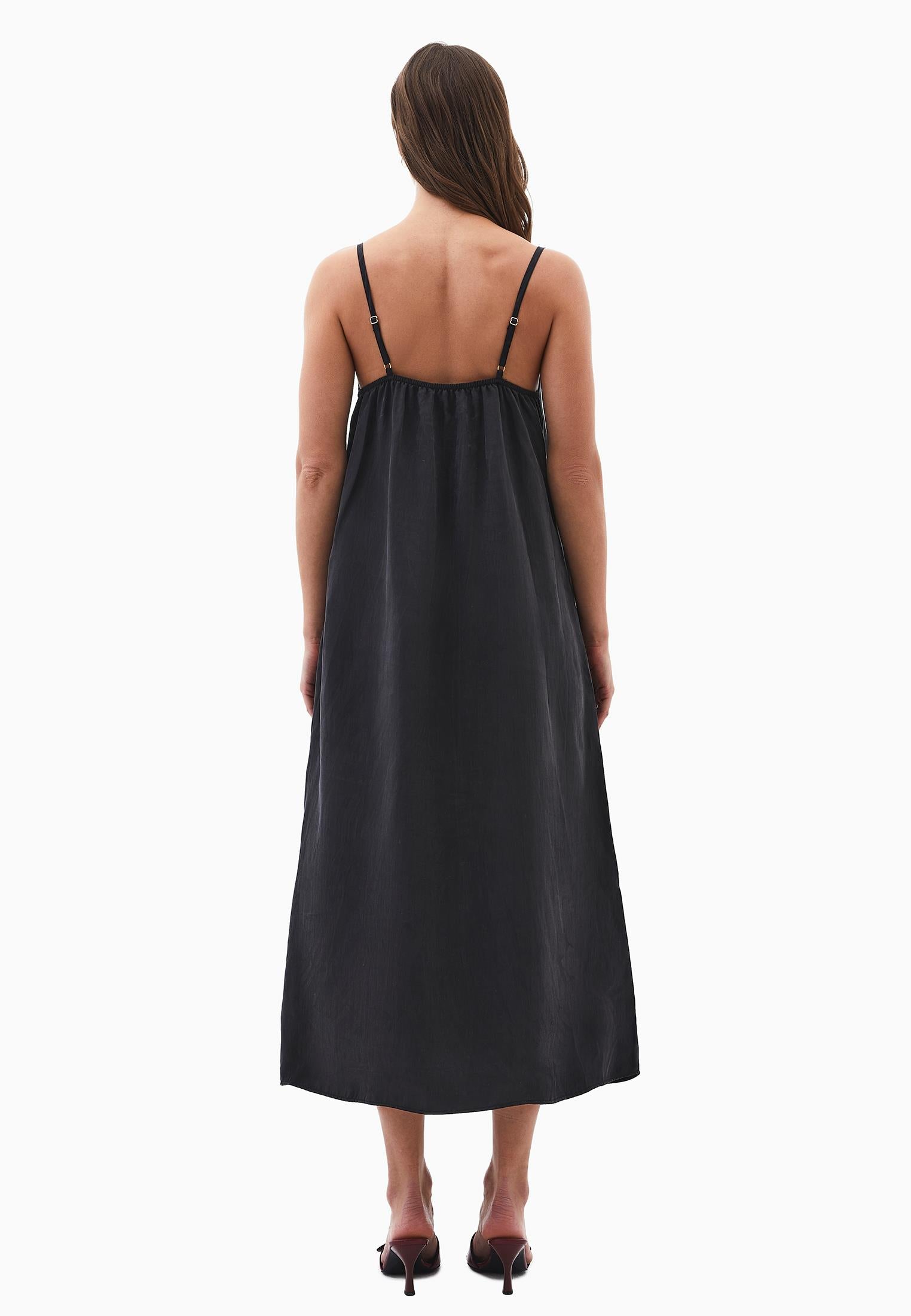 V Neck Strappy Dress - BLACK
