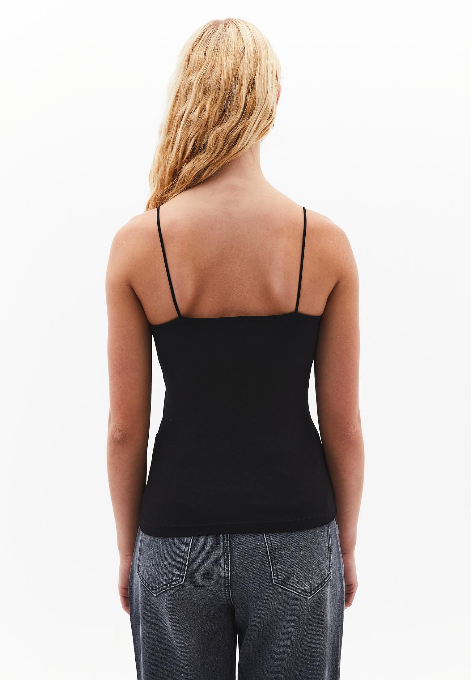 Wide Neck Tank Top - BLACK