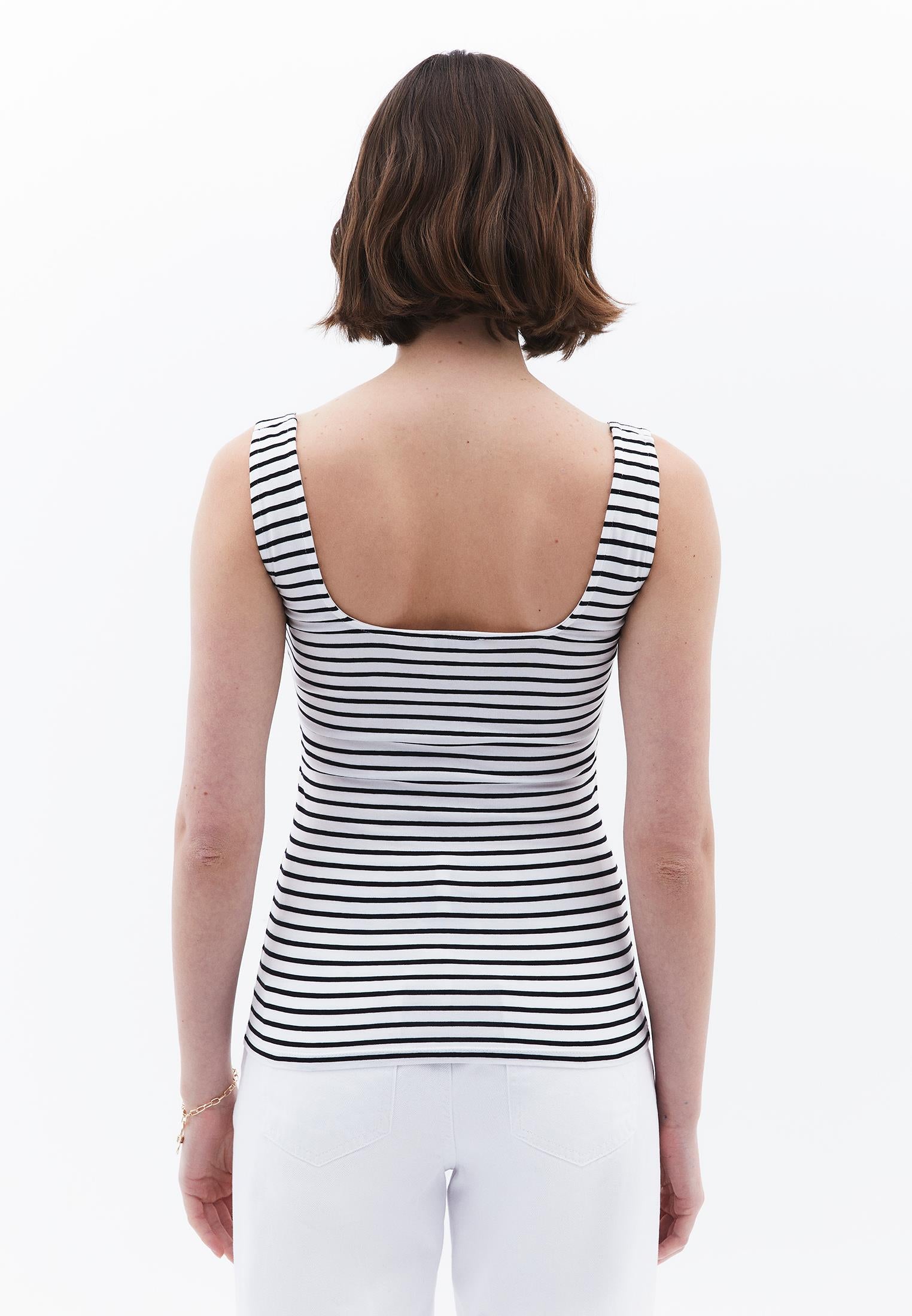 Square Neck Tank Top - WHITE/BLACK