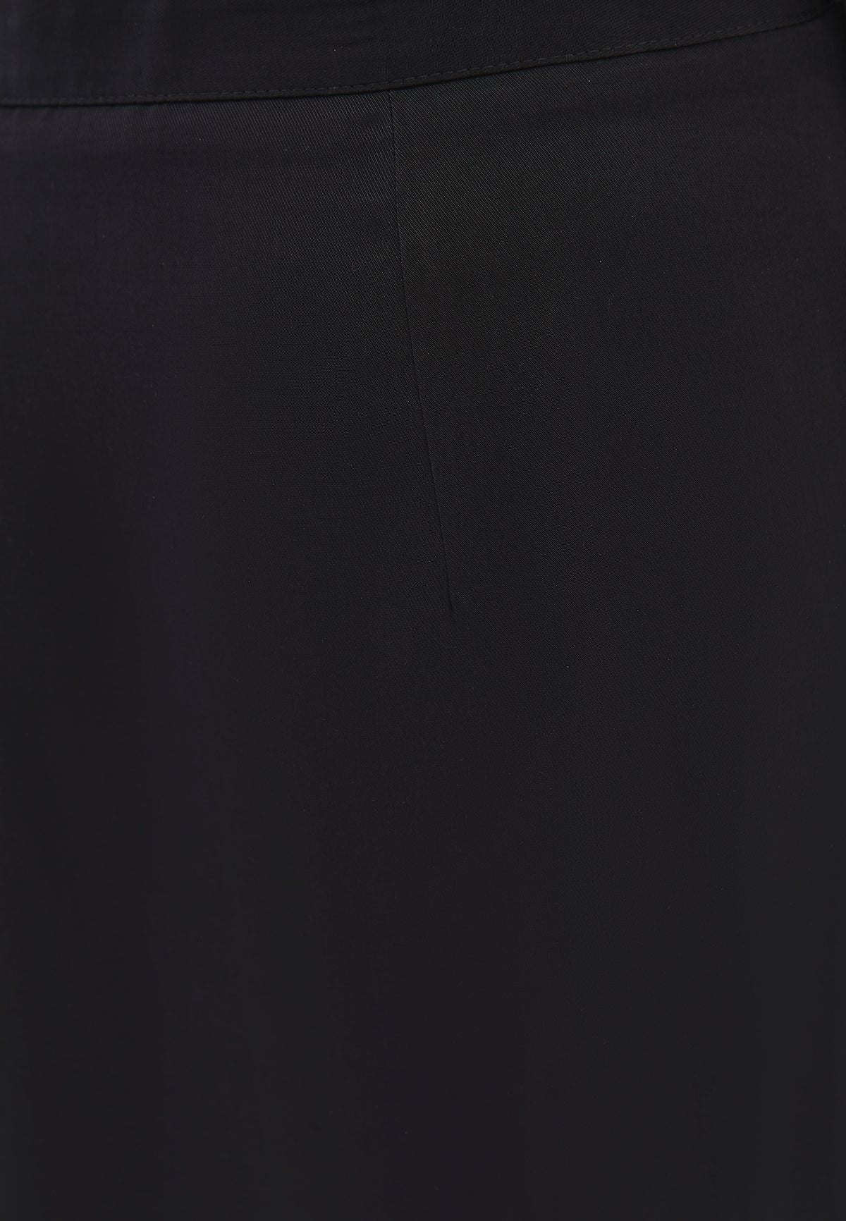 High Waist Slit Detailed Midi A-Line Skirt - BLACK