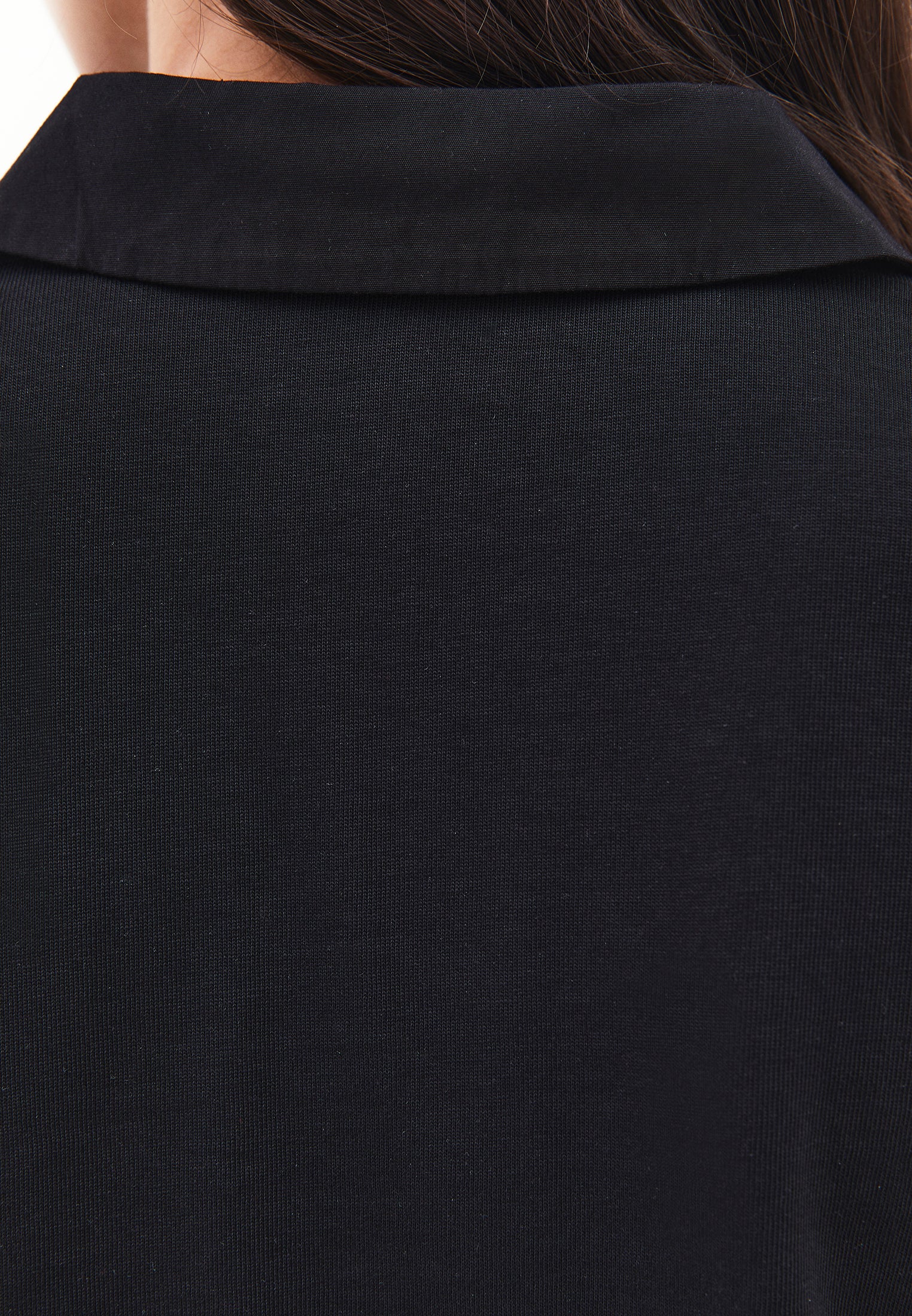 Button Detailed Polo Neck T-Shirt - BLACK