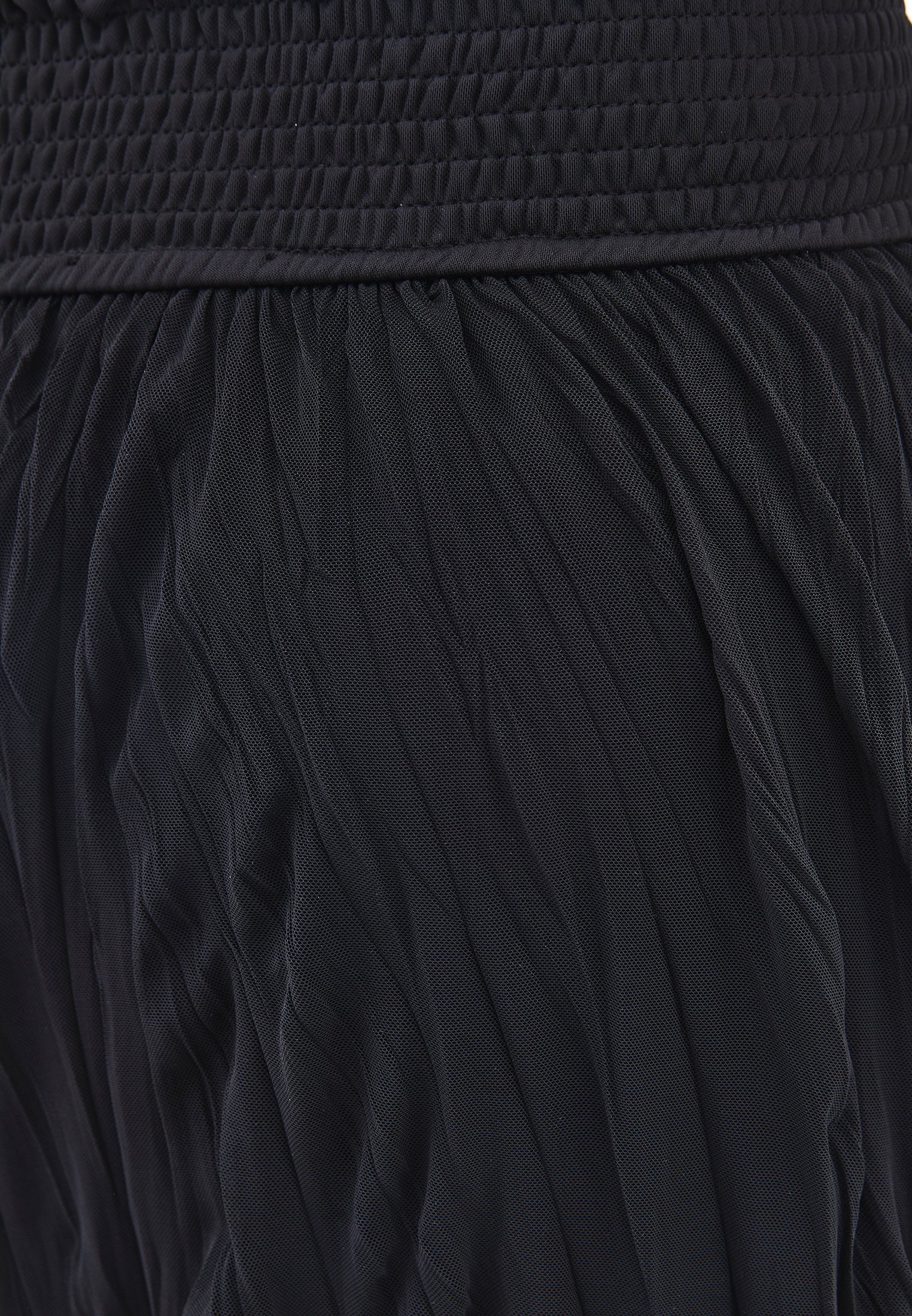 Wrinkled Look Midi Skirt - BLACK