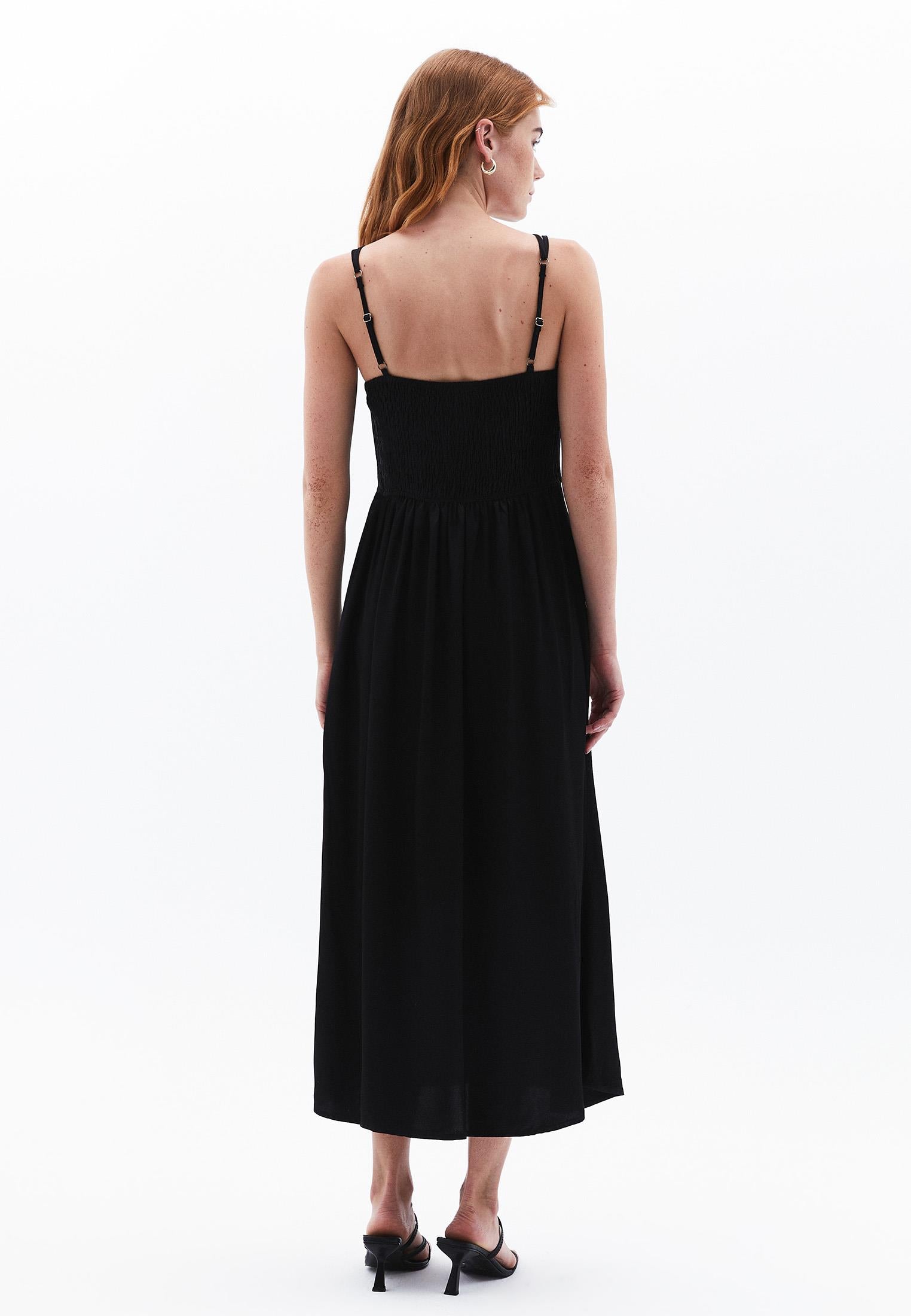 Square Neck Midi Dress - BLACK