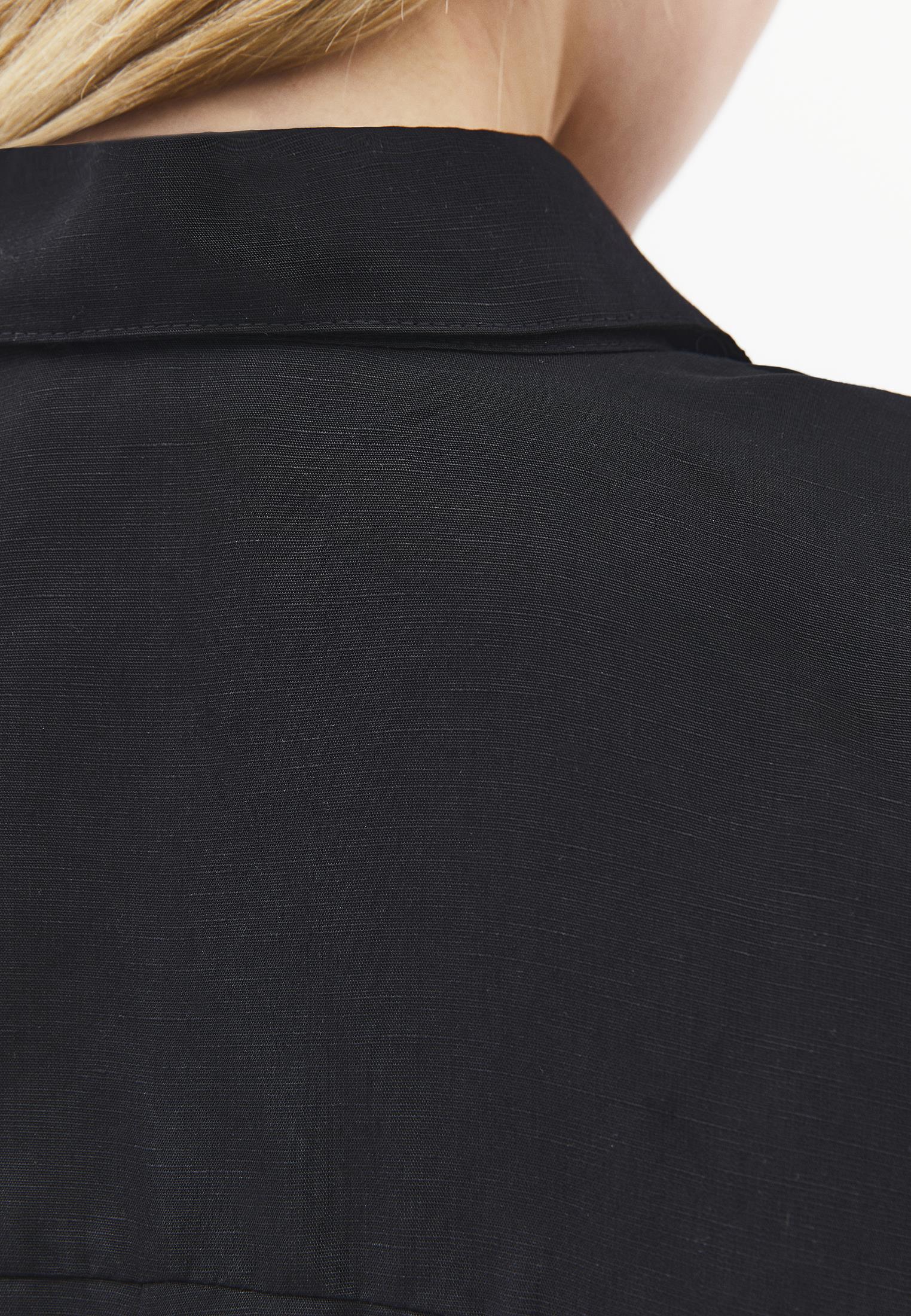 Polo Neck Batwing Sleeve Oversize Blouse - BLACK