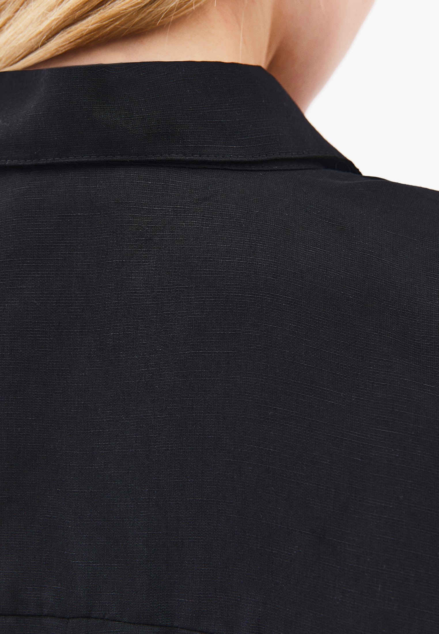 Polo Neck Batwing Sleeve Oversize Blouse - BLACK