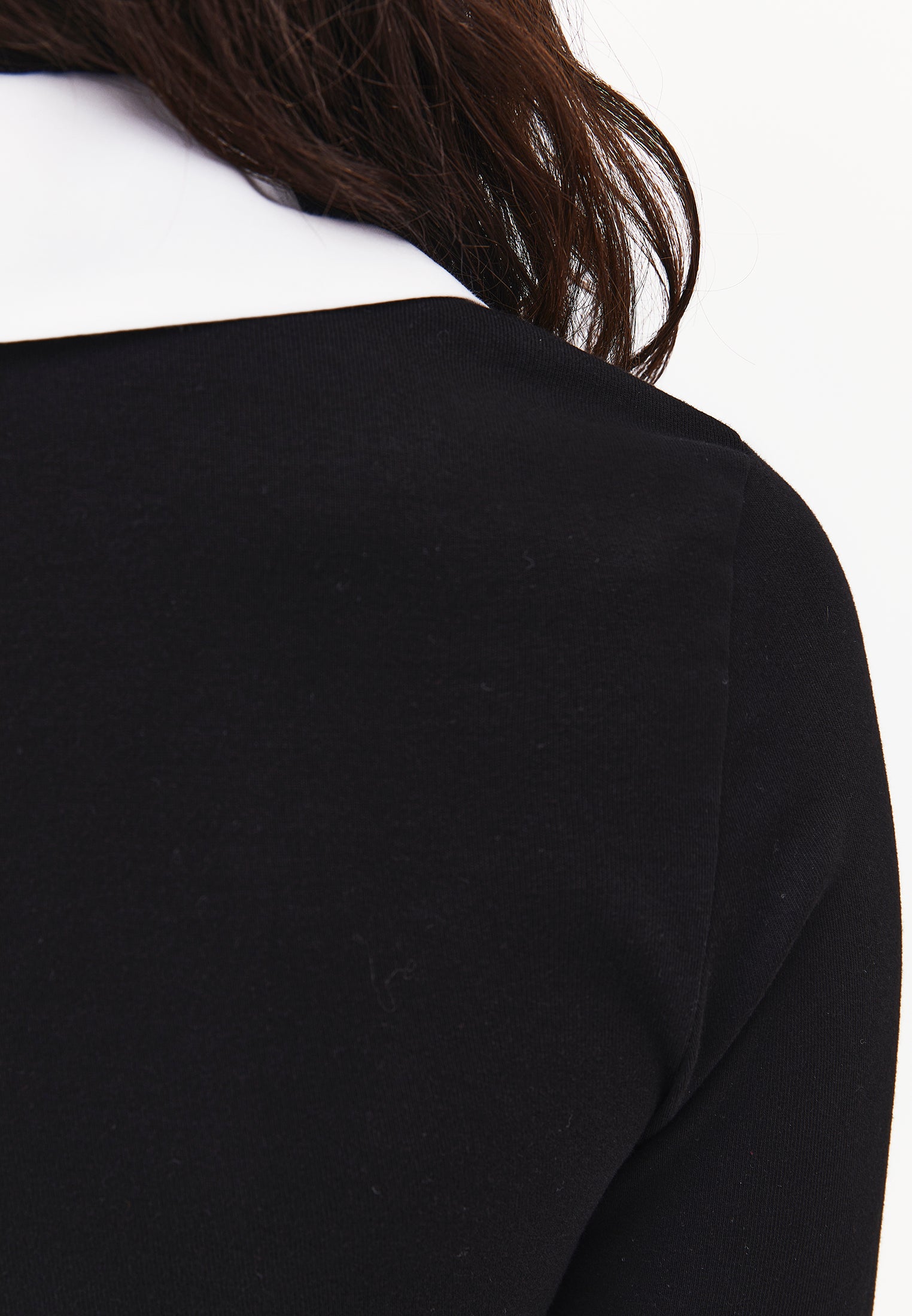 Polo Neck Long Sleeve Bodycon T-Shirt - BLACK