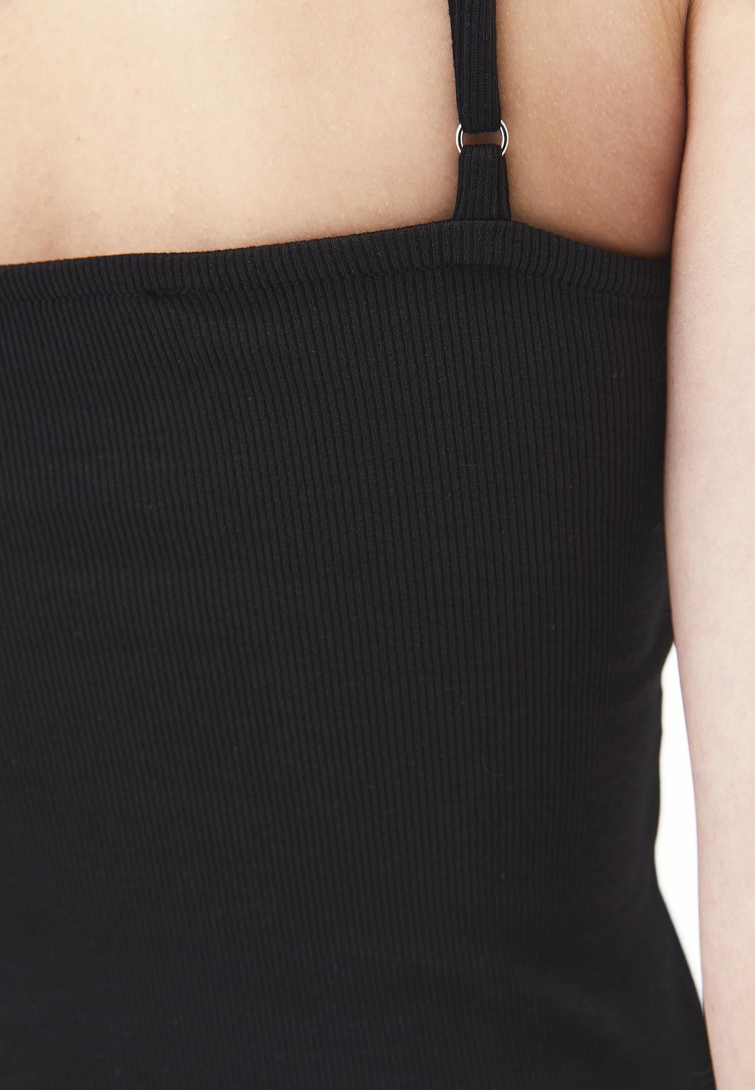 V Neck Women Tank Top - BLACK
