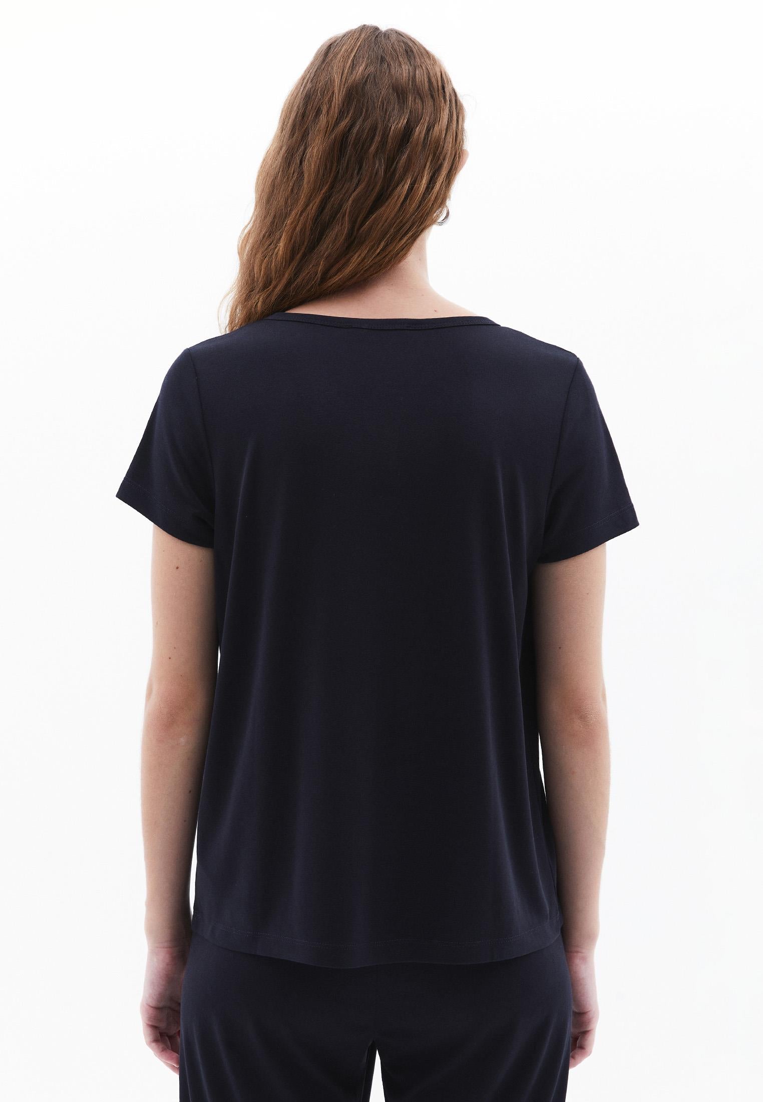 V Neck Loose Fit T-Shirt - BLACK