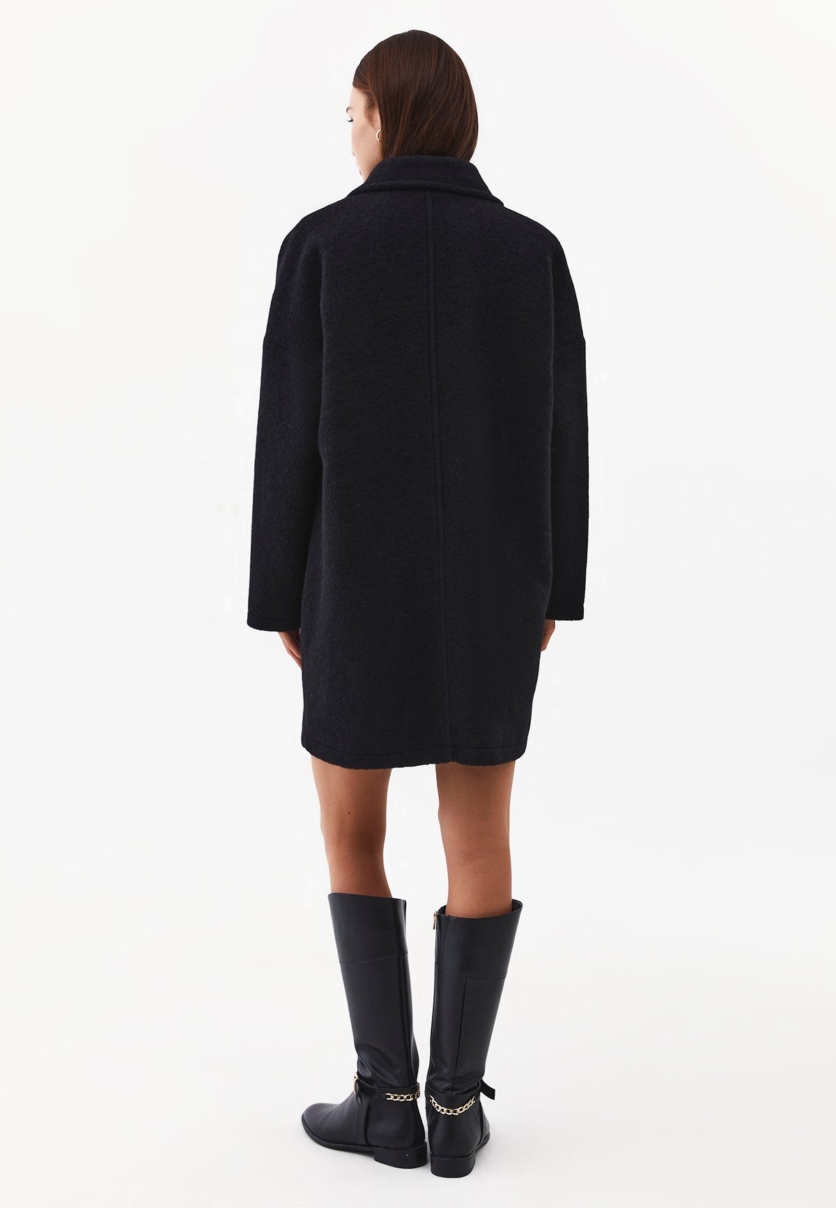 Wrap Long Coat - BLACK