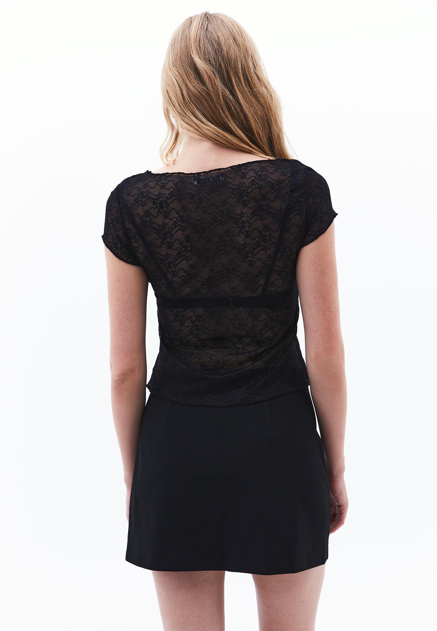 Boat Neck Bodycon T-Shirt - BLACK