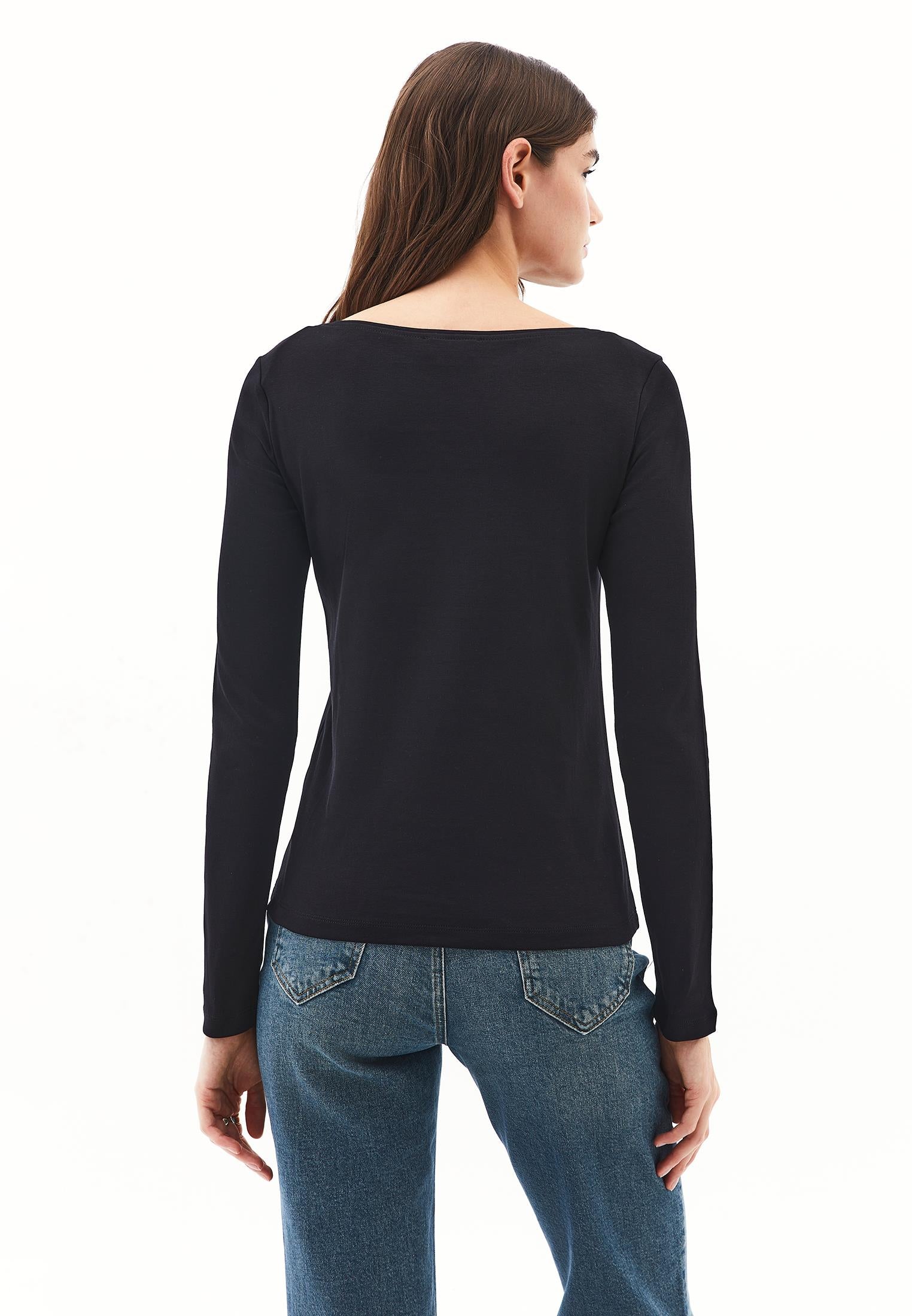 Boat Neck T-Shirt - BLACK