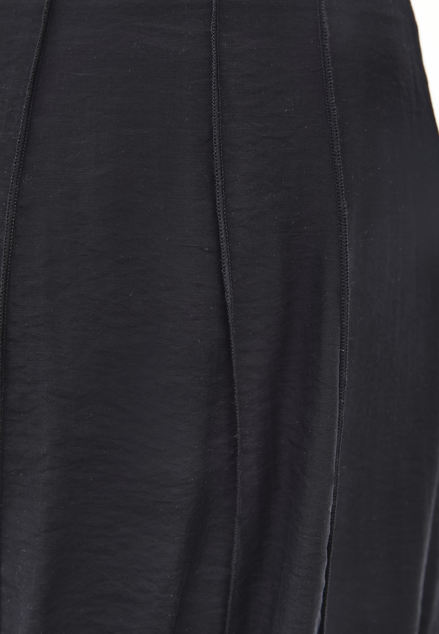 High Waist Flared Midi Skirt - BLACK