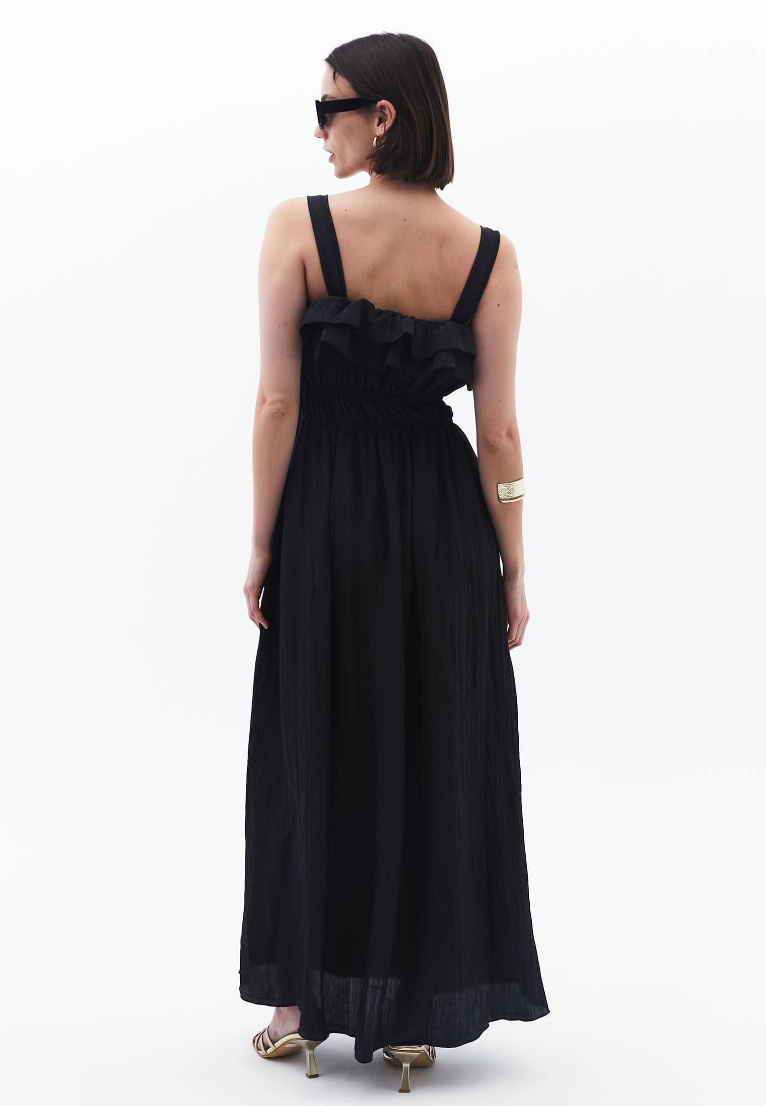 Wrinkled Look Dress - BLACK
