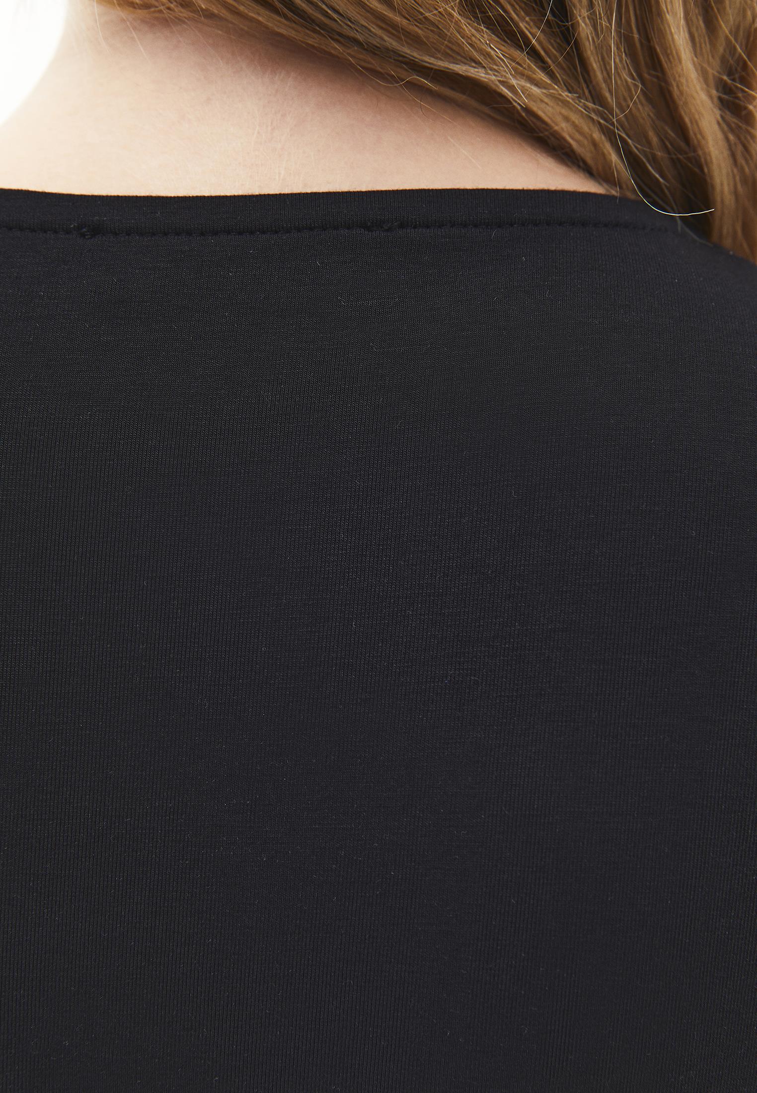 Crew Neck Long Sleeve Bodycon T-Shirt - BLACK