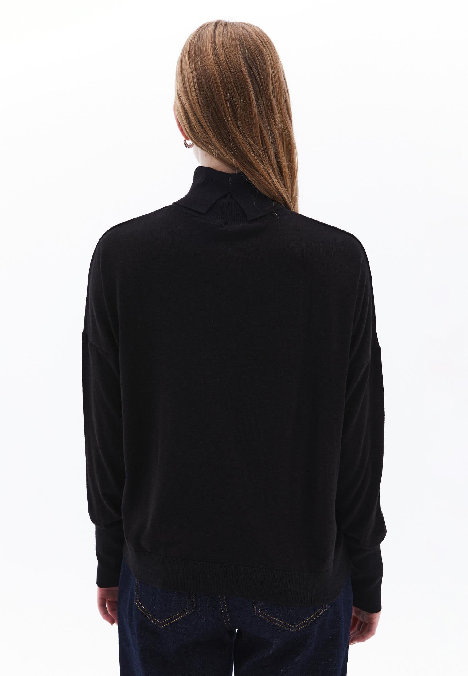 Turtleneck Long Sleeve Comfortable Knitwear - BLACK