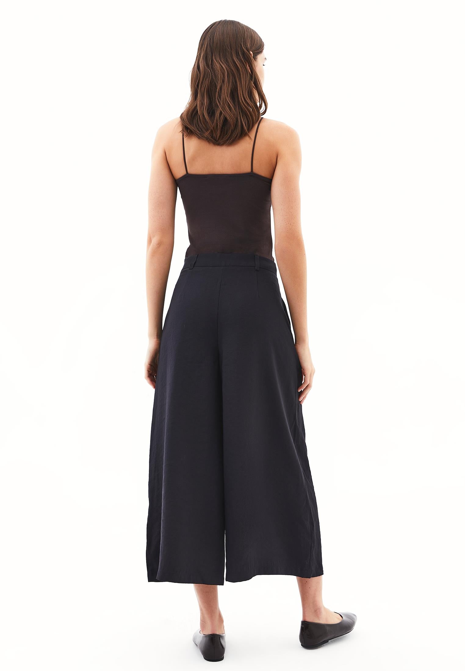 High Waist Wide Leg Pants - BLACK