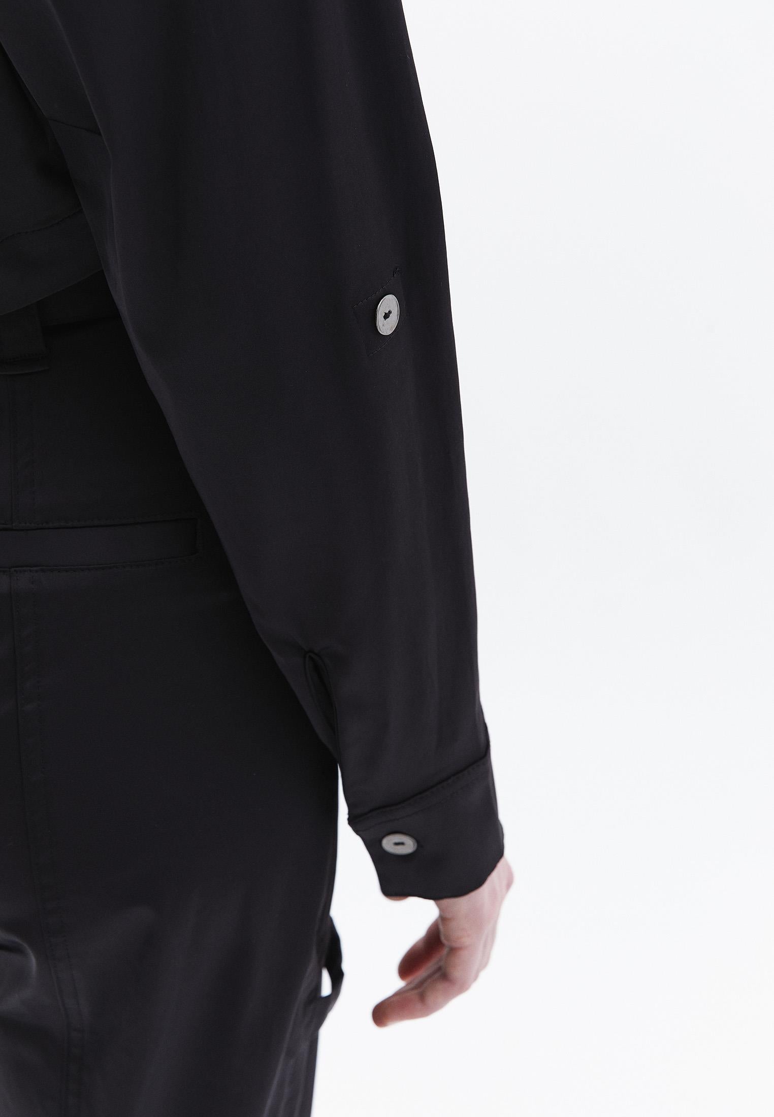Cropped Shirt With Pocket Detail And Loose Fit - BLACK