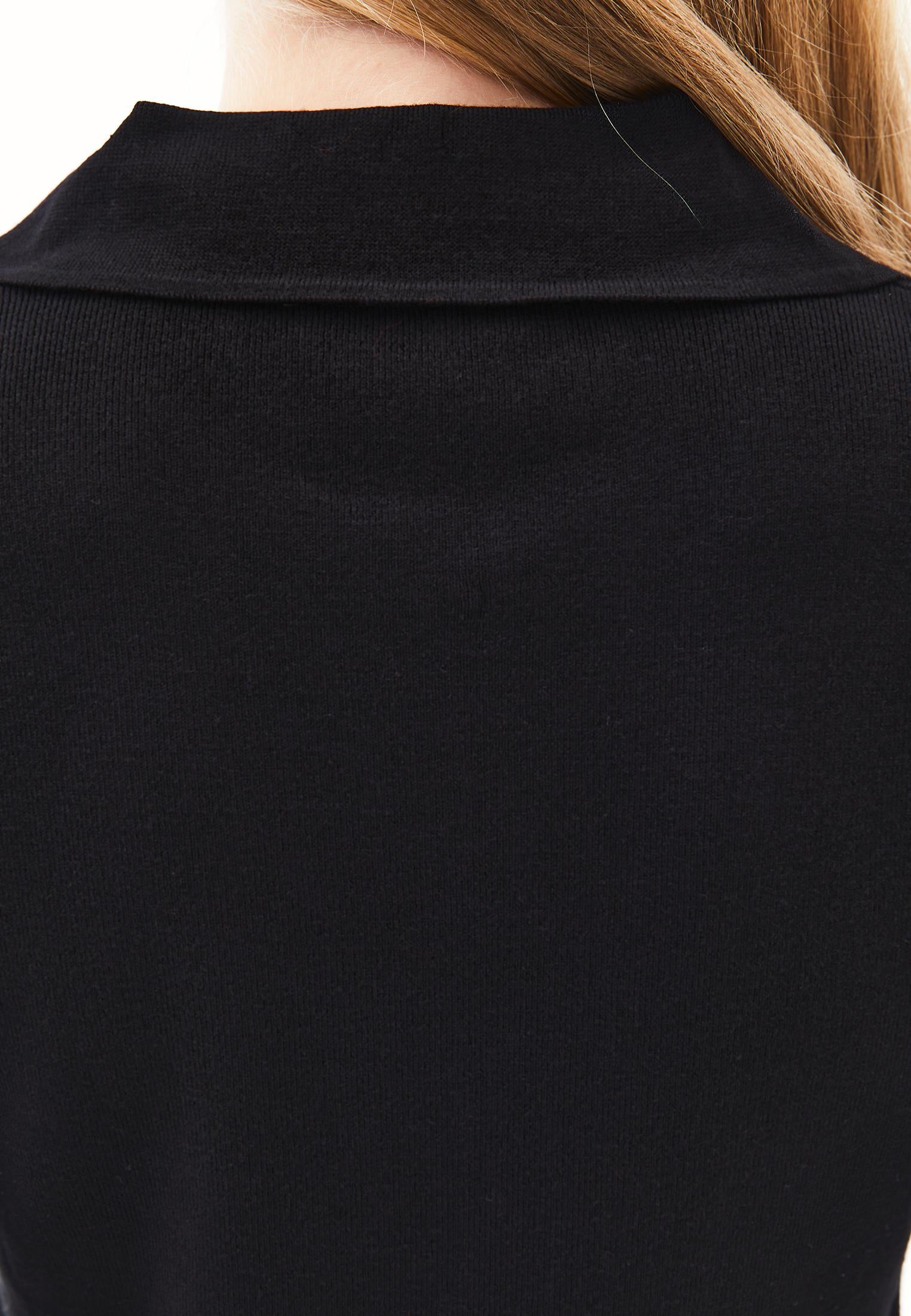 Polo Collar Zipper Detailed Standard T-Shirt - BLACK
