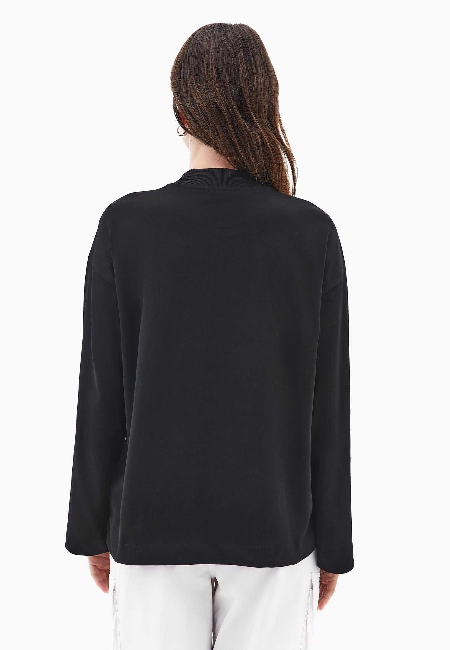 High Neck Oversize T-Shirt - BLACK