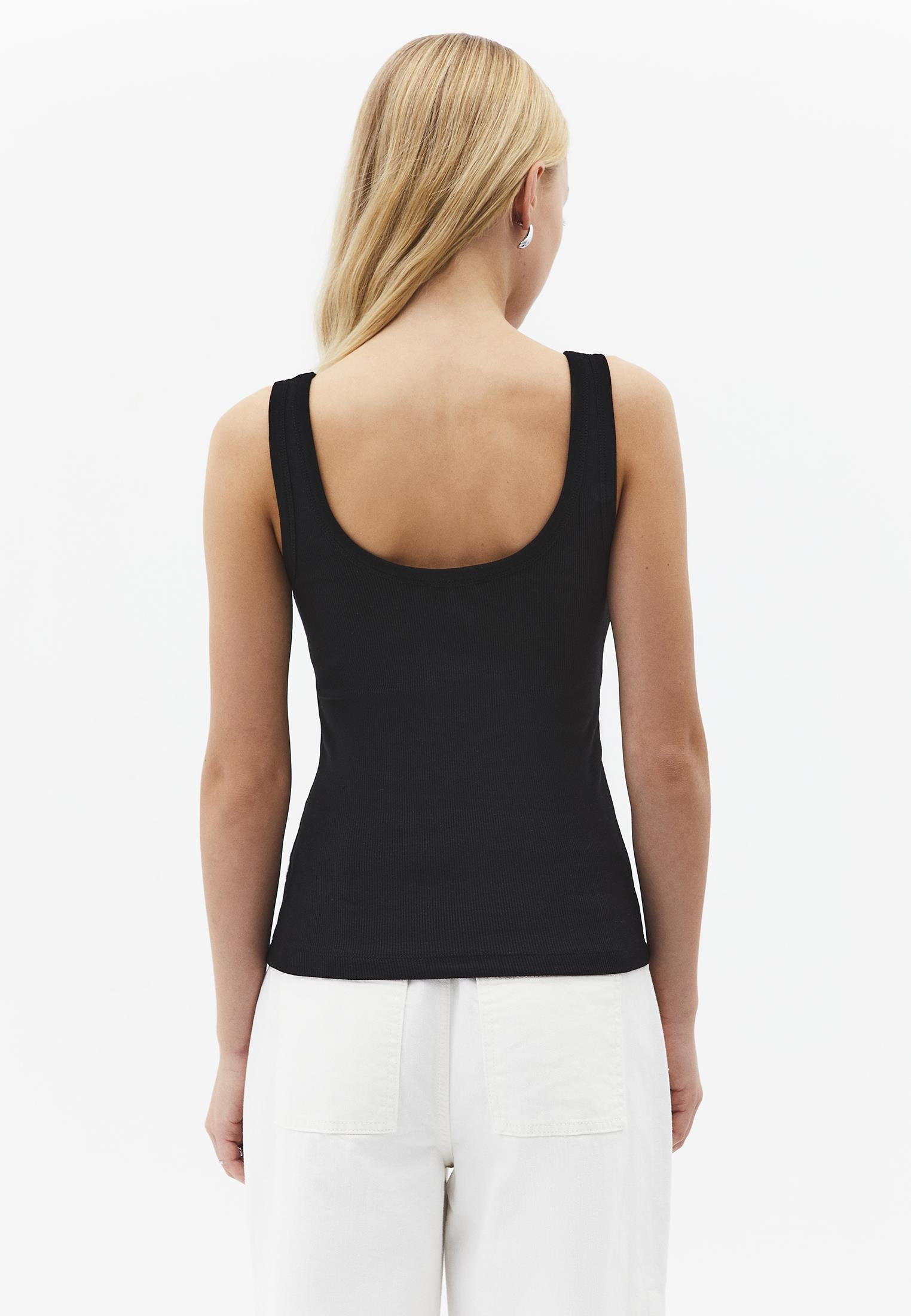 U Neck Tank Top - BLACK
