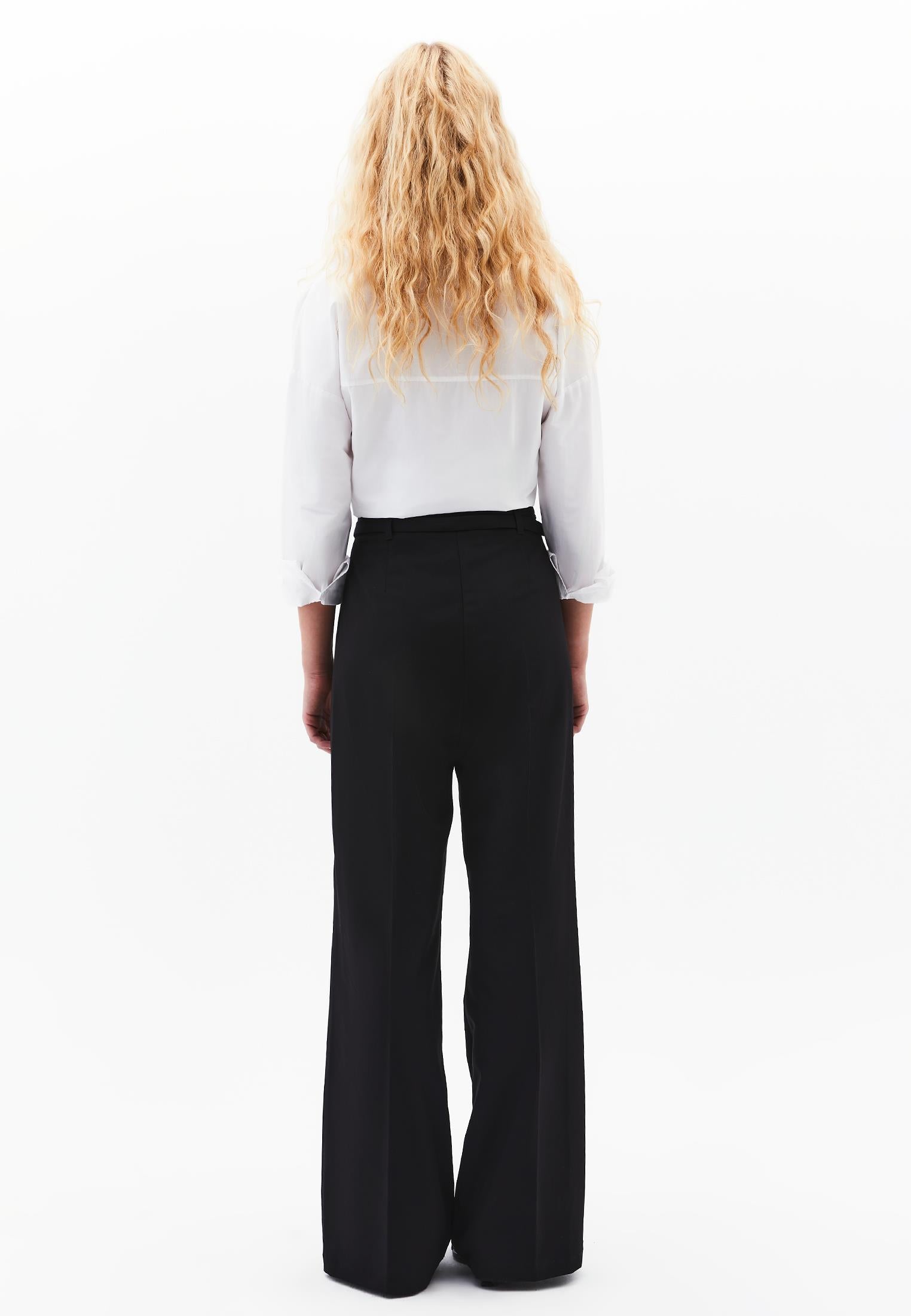 High Waist Wide Leg Pants - BLACK