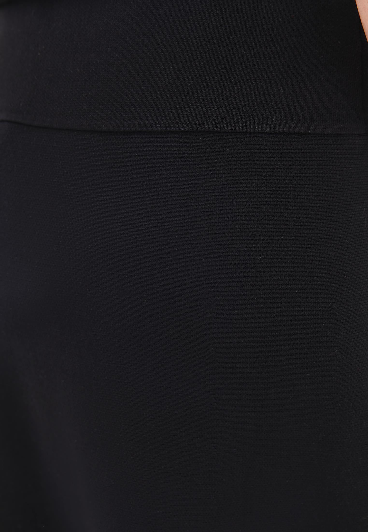 Long A-Line Skirt With Flounce Detail - BLACK