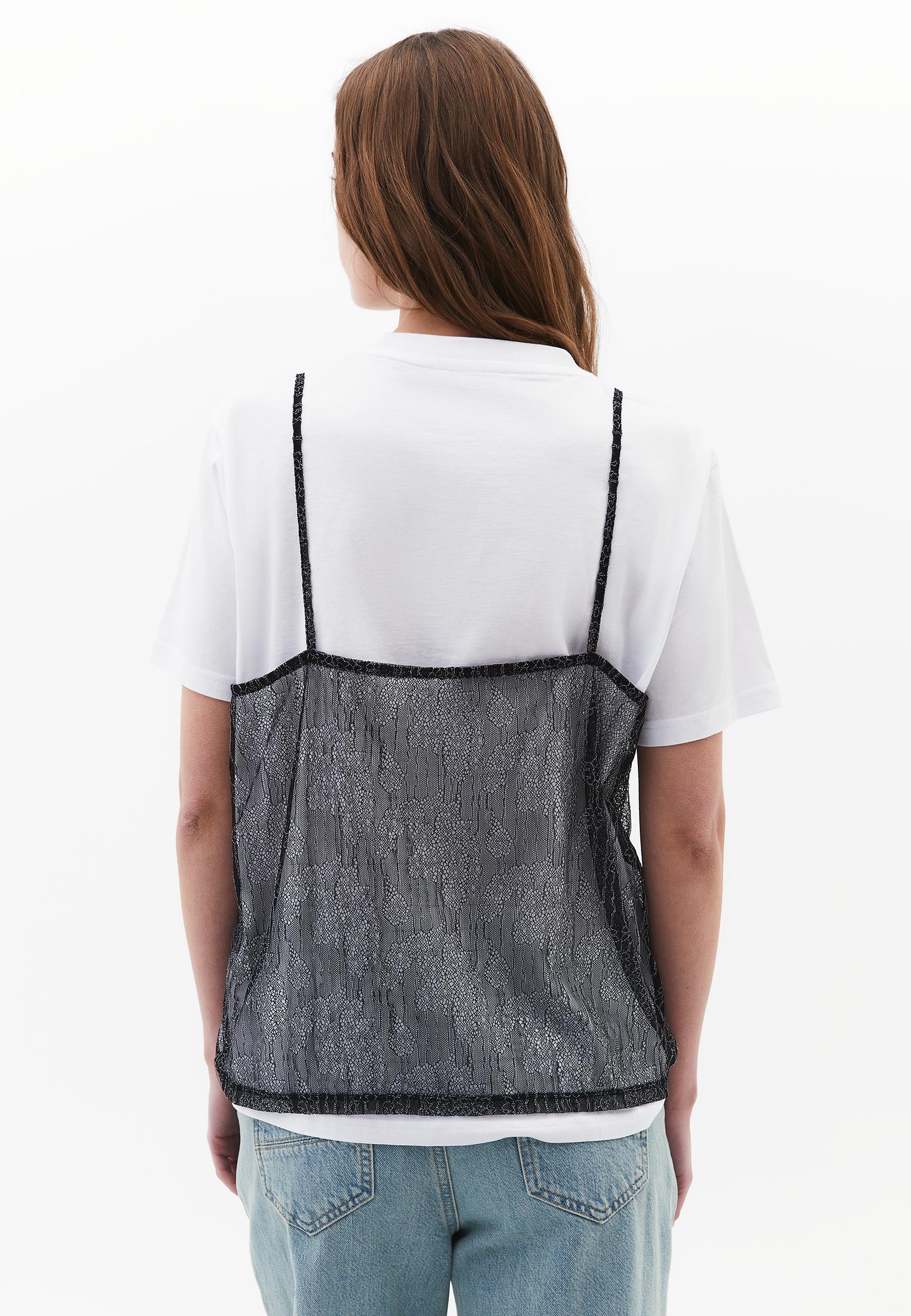 Oversize Crew Neck T-Shirt - WHITE/BLACK