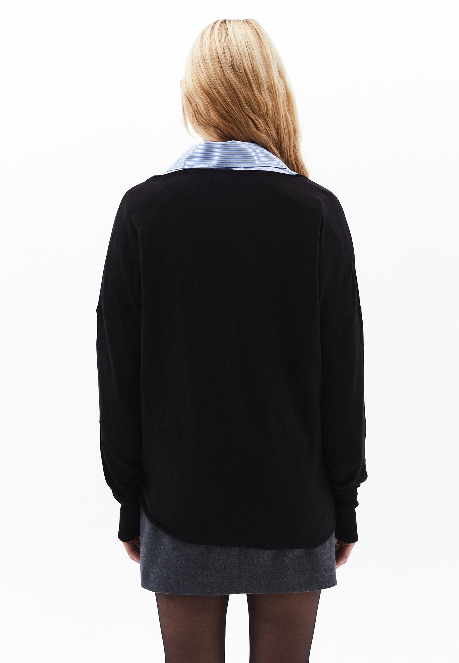 V Neck Long Sleeve Knitwear - BLACK