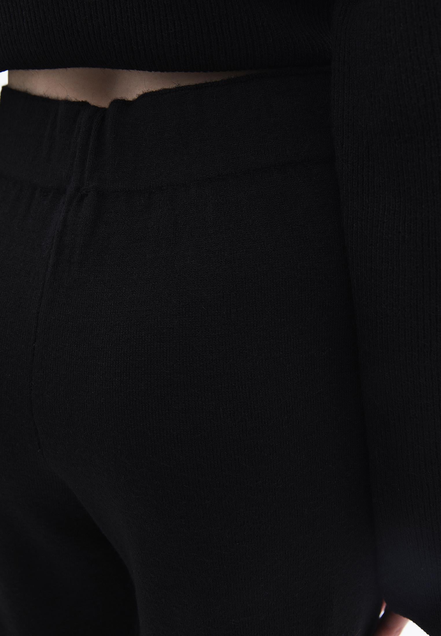 Relaxed Fit High Waist Wide Leg Pants - BLACK