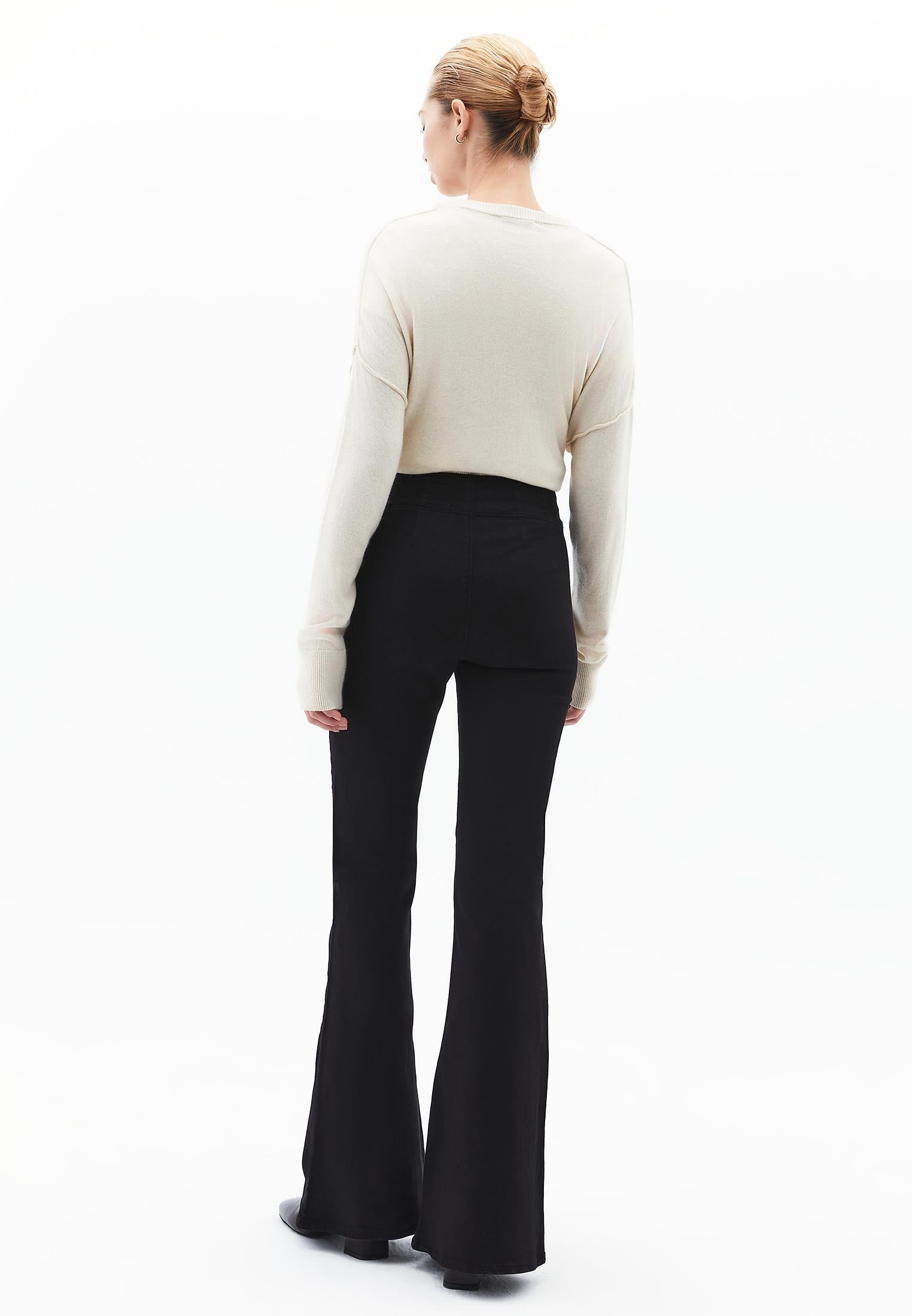Long Slit Spanish Flared Pants - BLACK