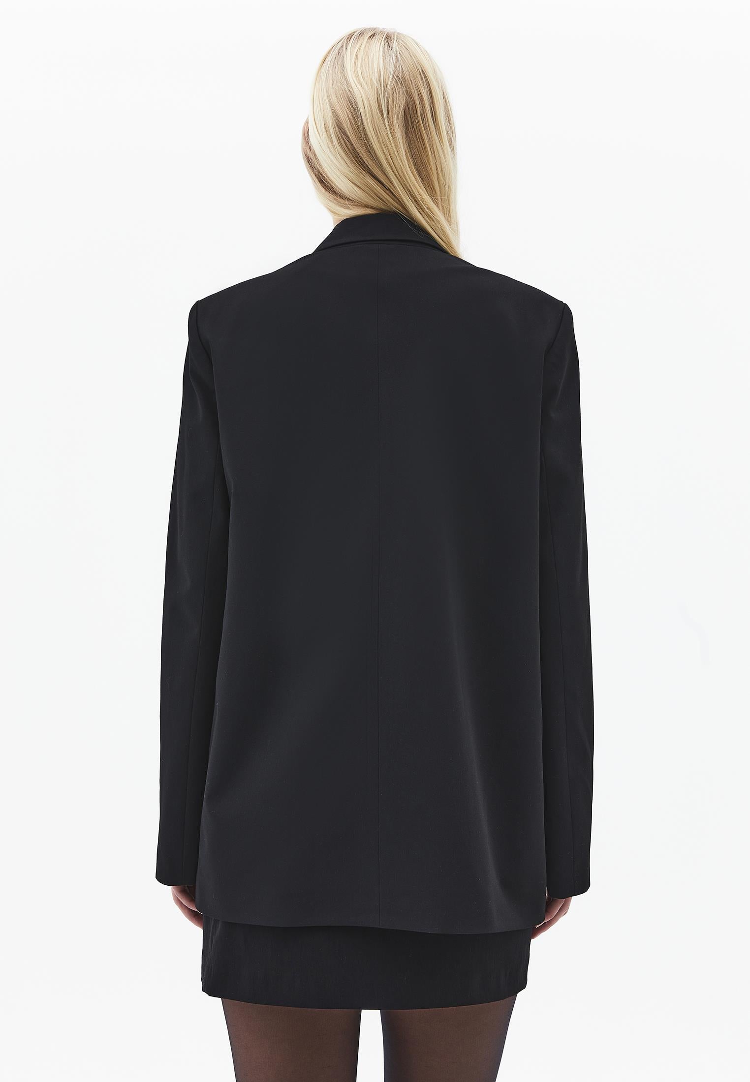 Boyfriend Fit Blazer Jacket - BLACK