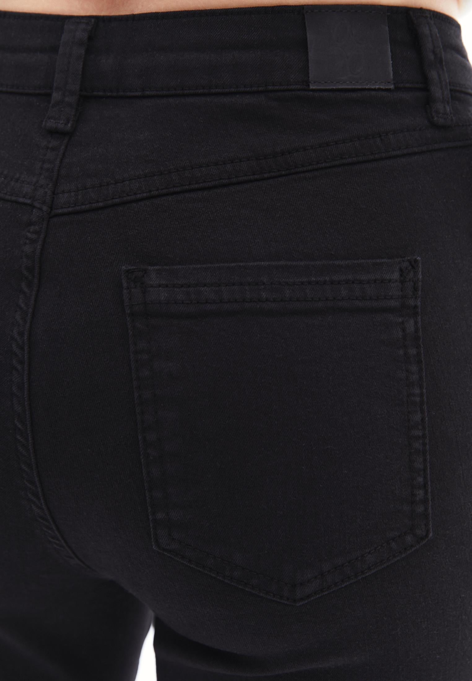 High Waist Skinny Standard Trousers - BLACK