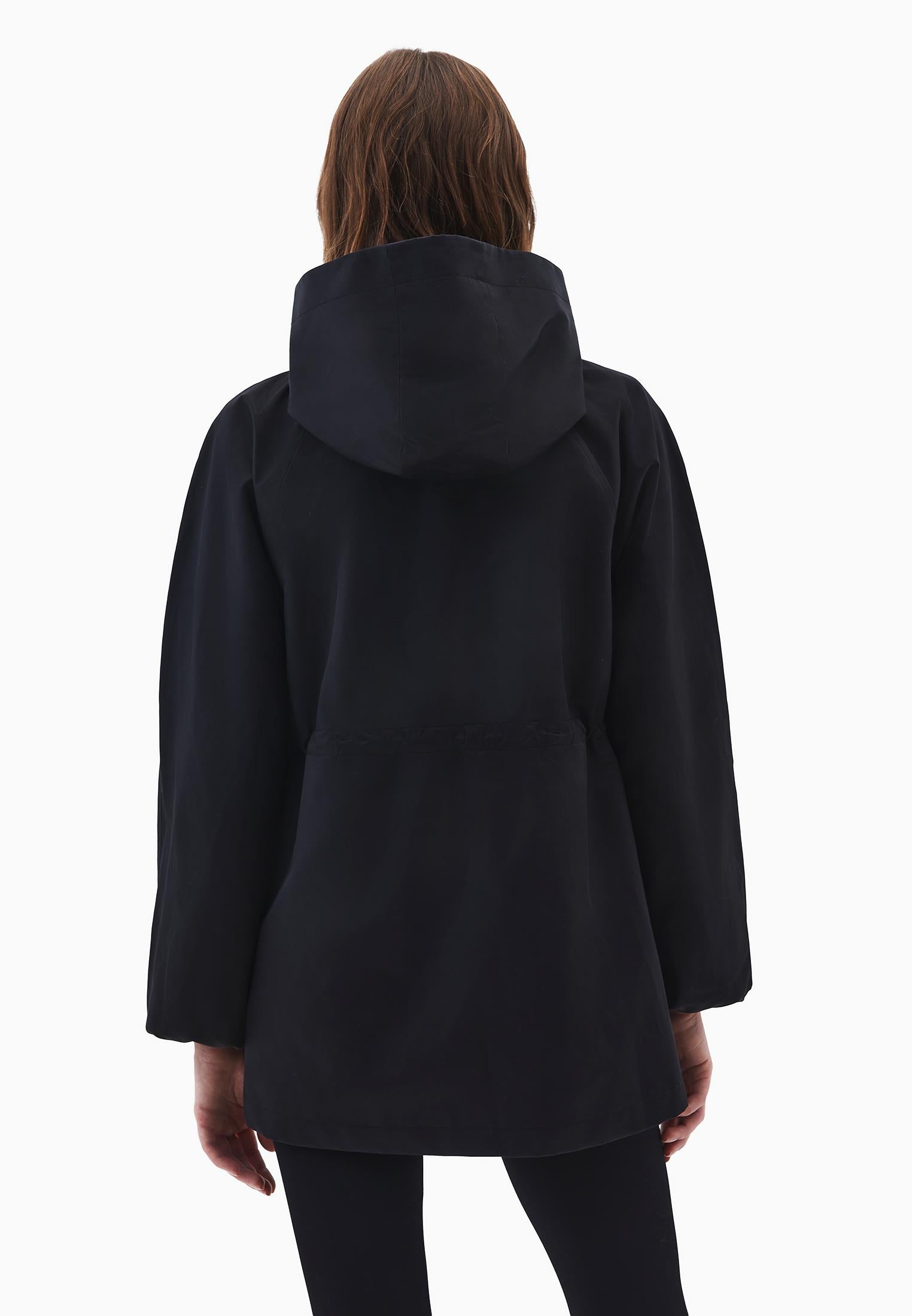 Hooded Midi Coat - BLACK