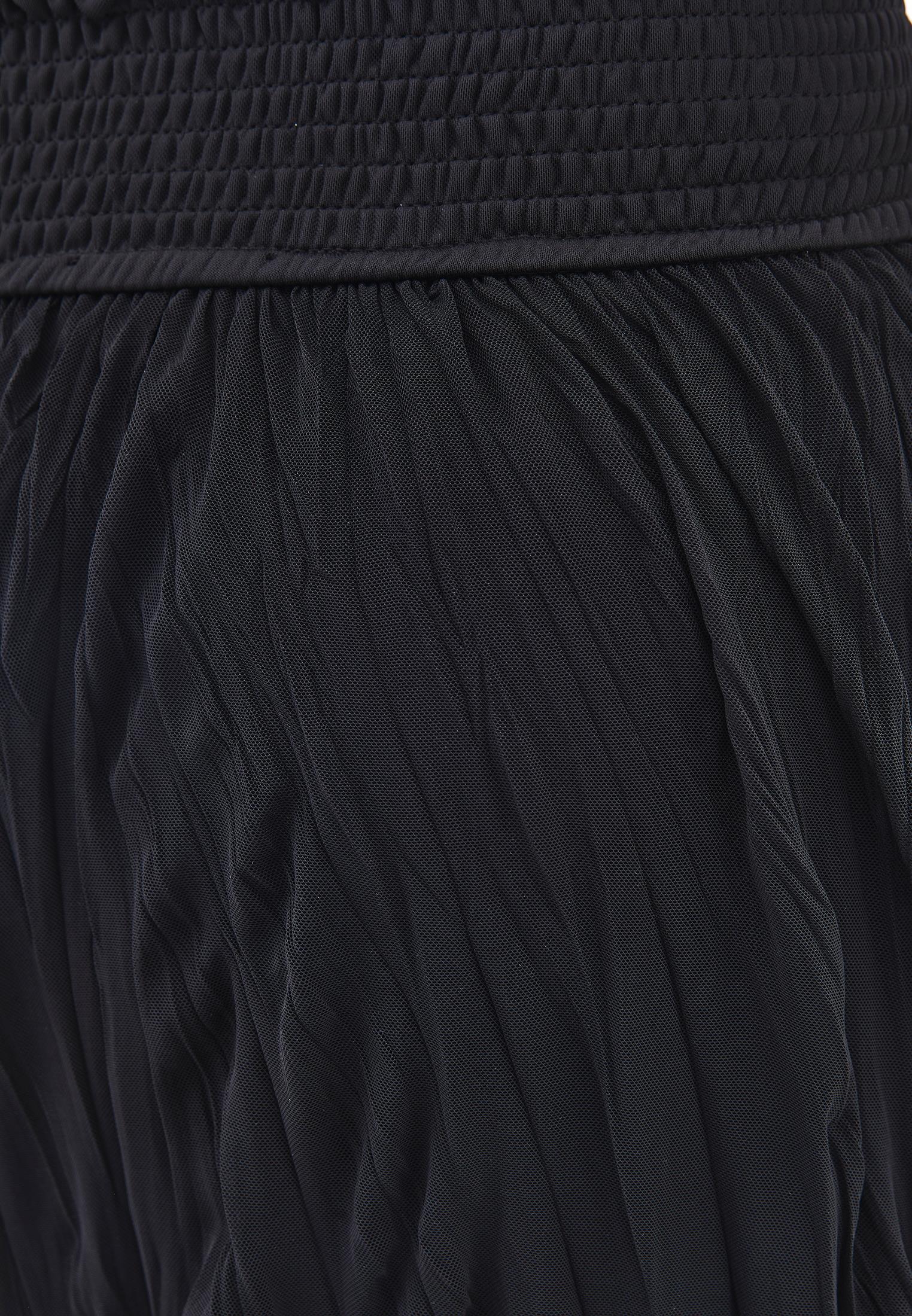 Wrinkled Look Midi Skirt - BLACK