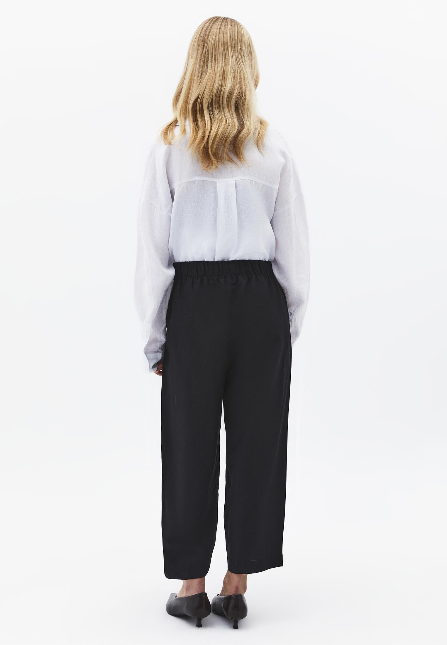 High Waist Carrot Leg Balloon Pants - BLACK