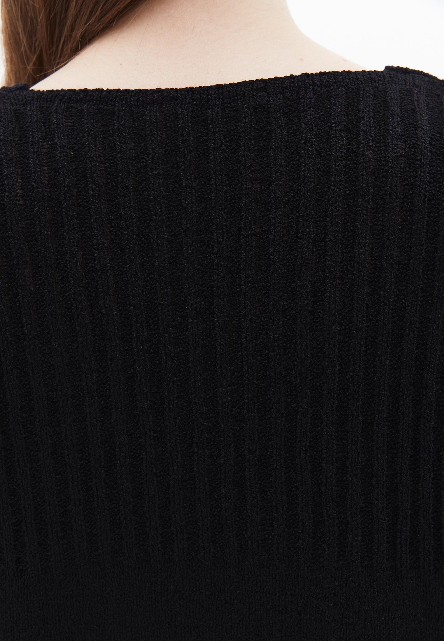 V Neck Bouclé Sweater - BLACK