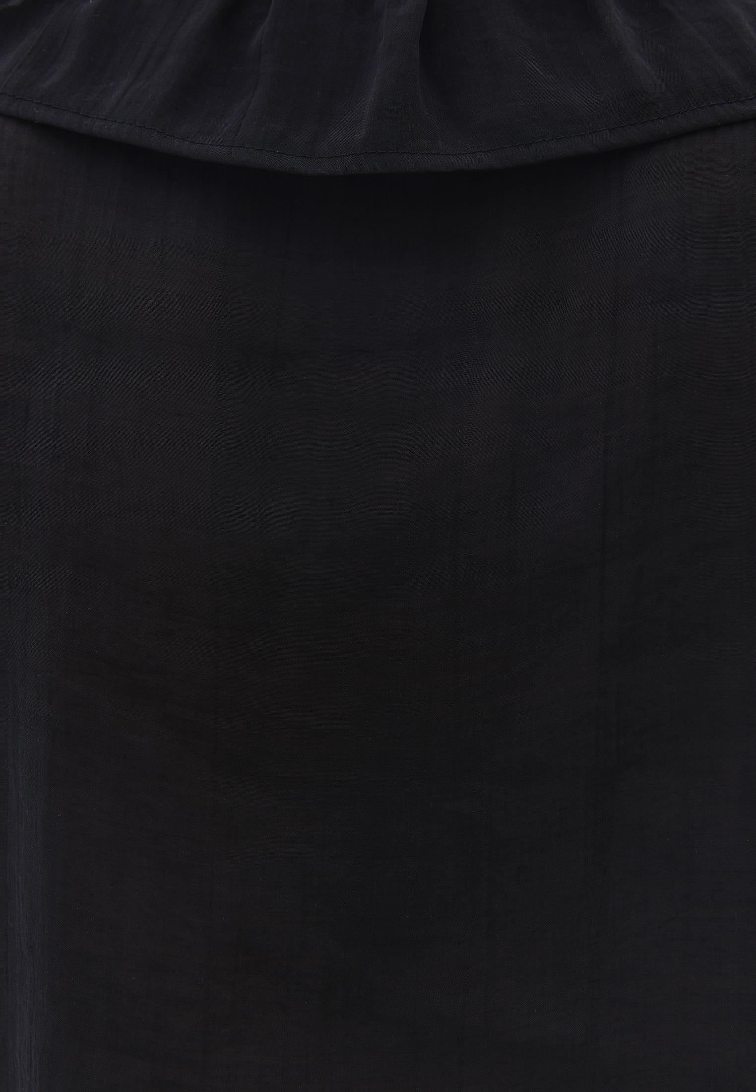 V-Neck Frilled Blouse - BLACK