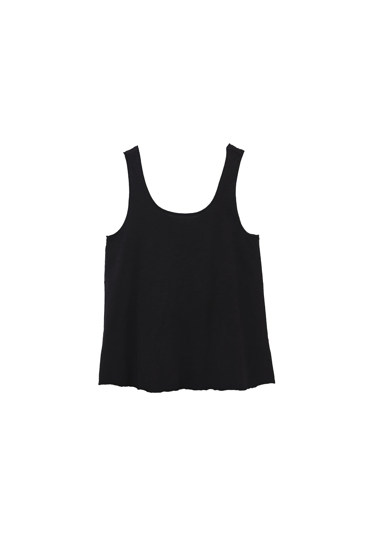 U Neck Sleeveless Tank Top - BLACK