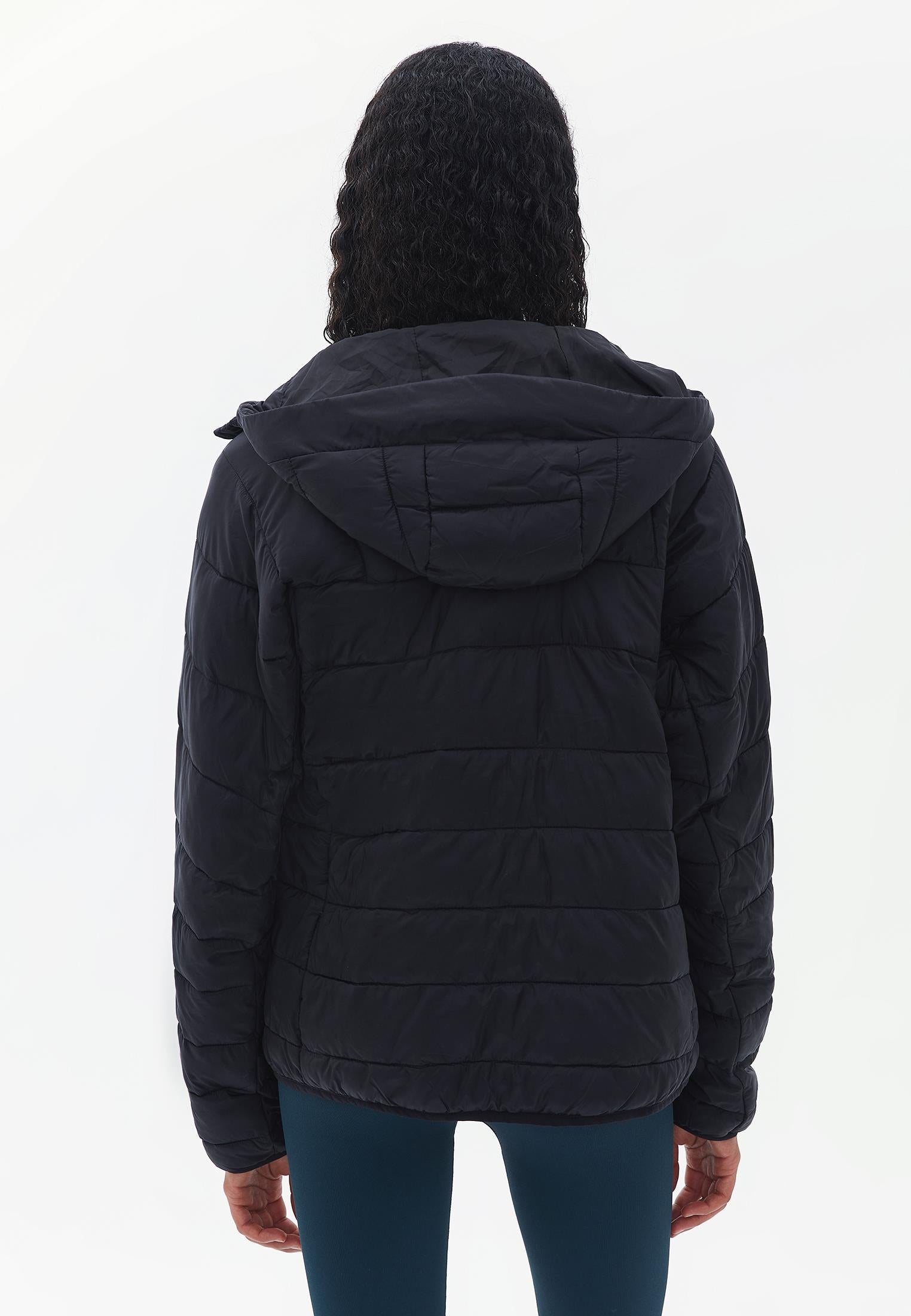 Raglan Sleeve And Hooded Long Sleeve Coat - BLACK