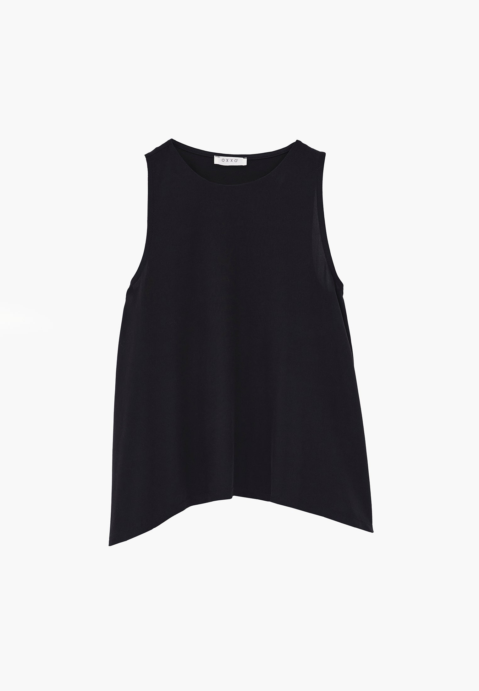 Crew Neck Loose Fit Tank Top - BLACK