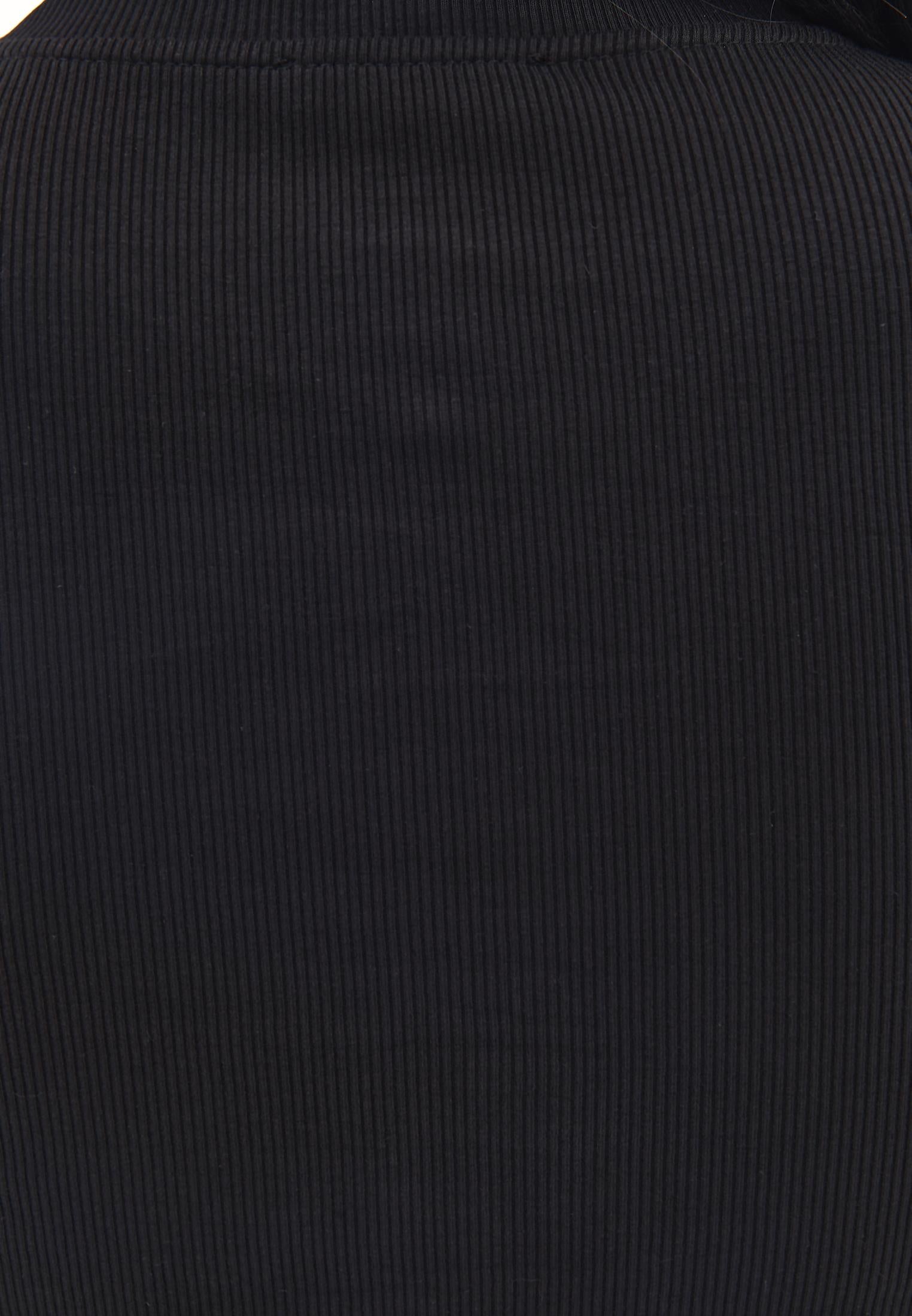 Long Sleeve Crew Neck Bodycon T-Shirt - BLACK