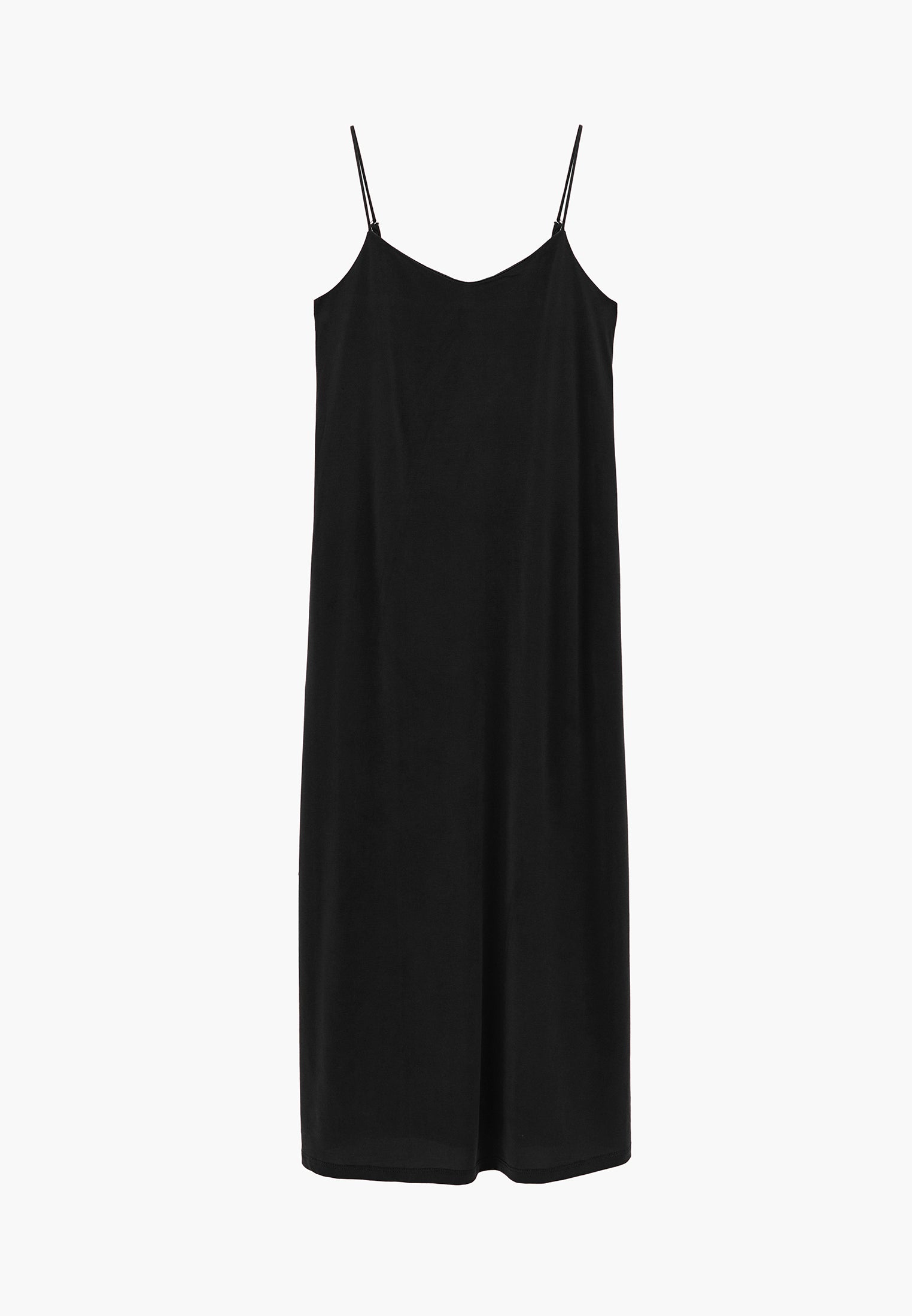 Strappy V Neck Midi Dress - BLACK