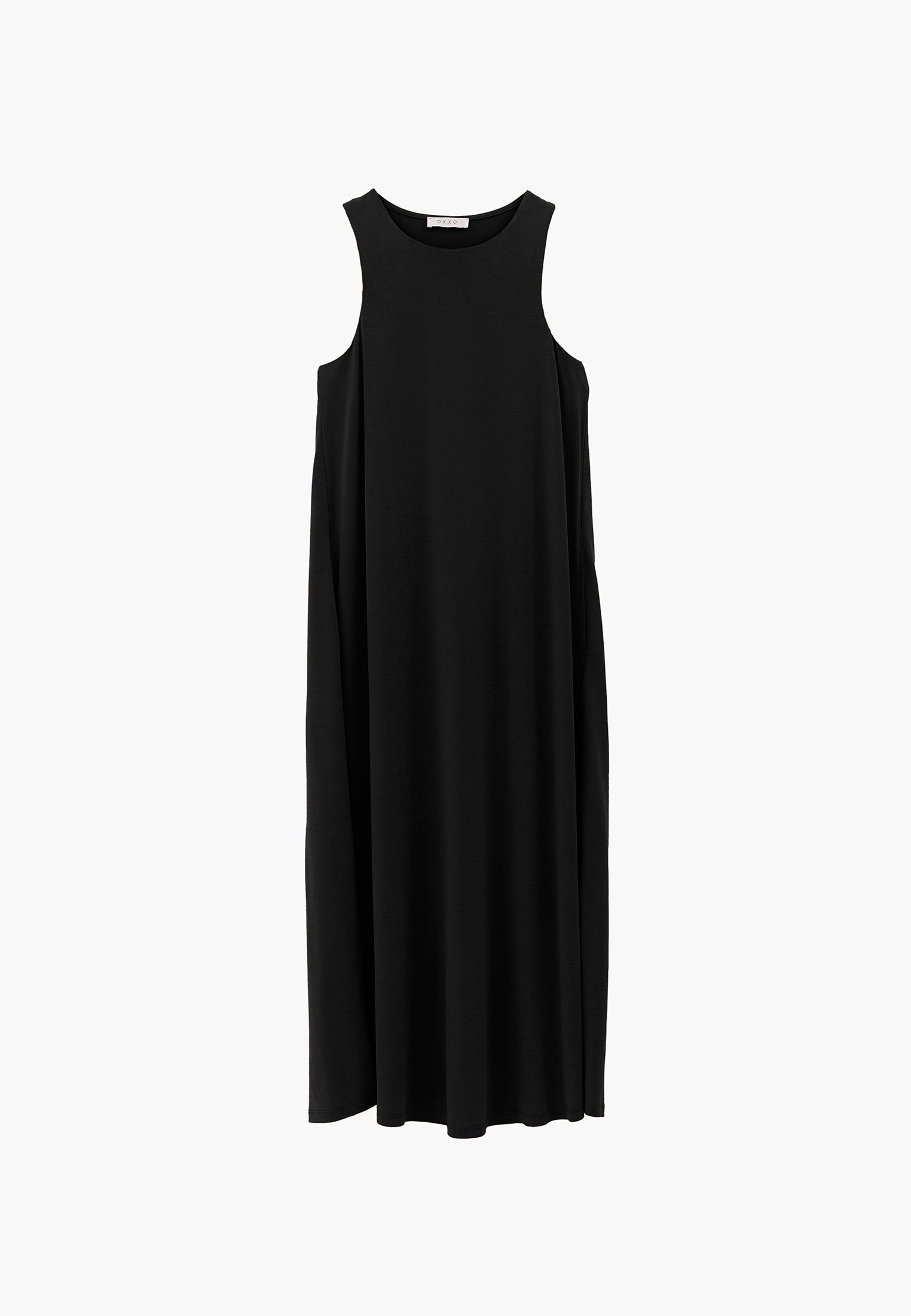 Halter Neck A-Line Midi Dress - BLACK