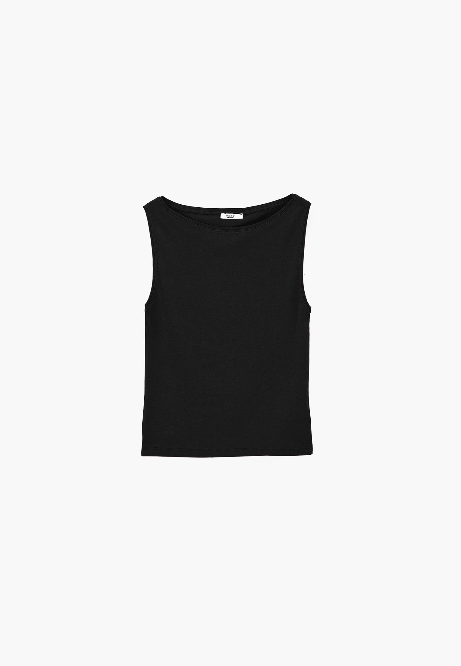 Boat Neck Tank Top - BLACK