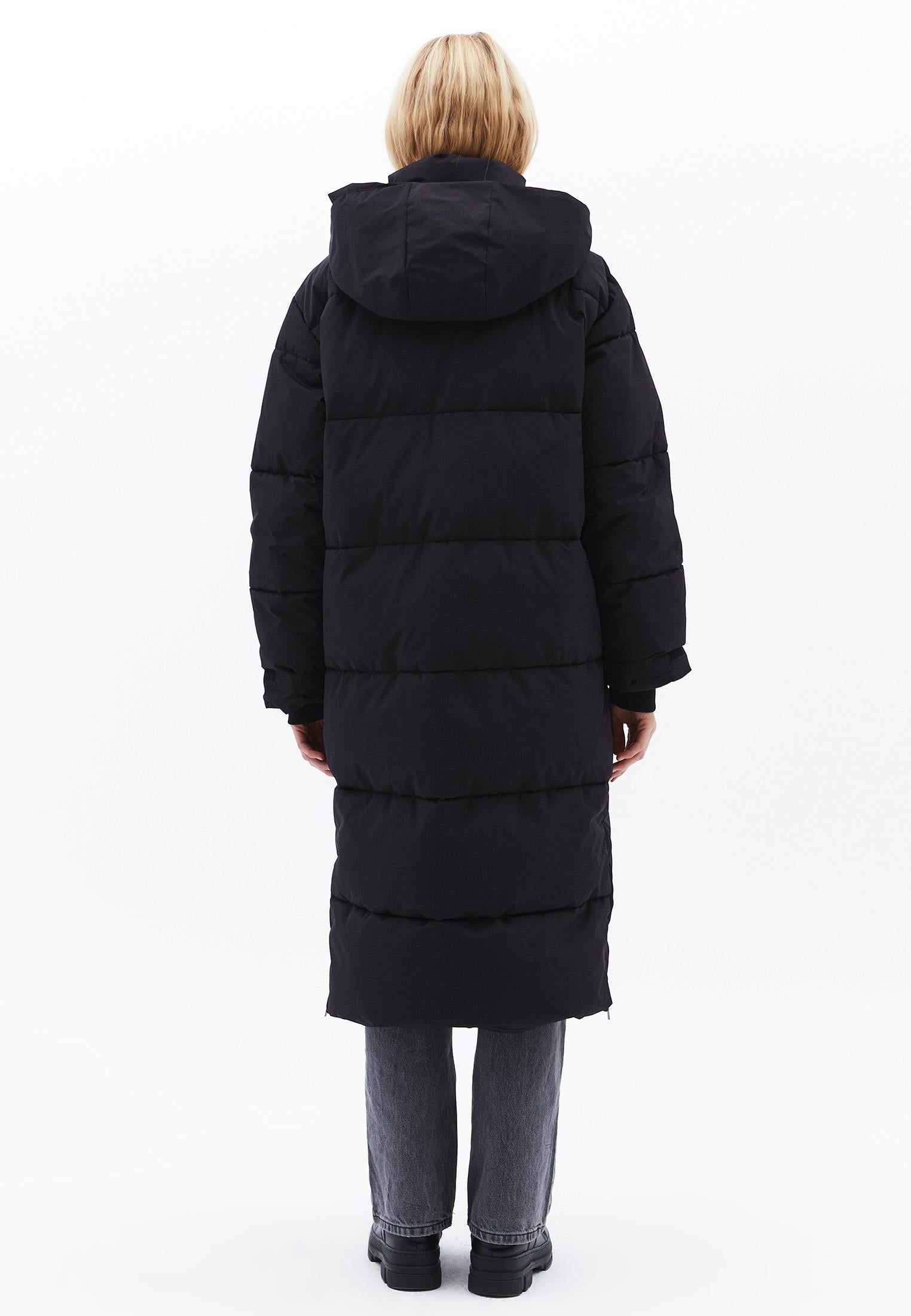 Long Coat With Zipper Detail - BLACK