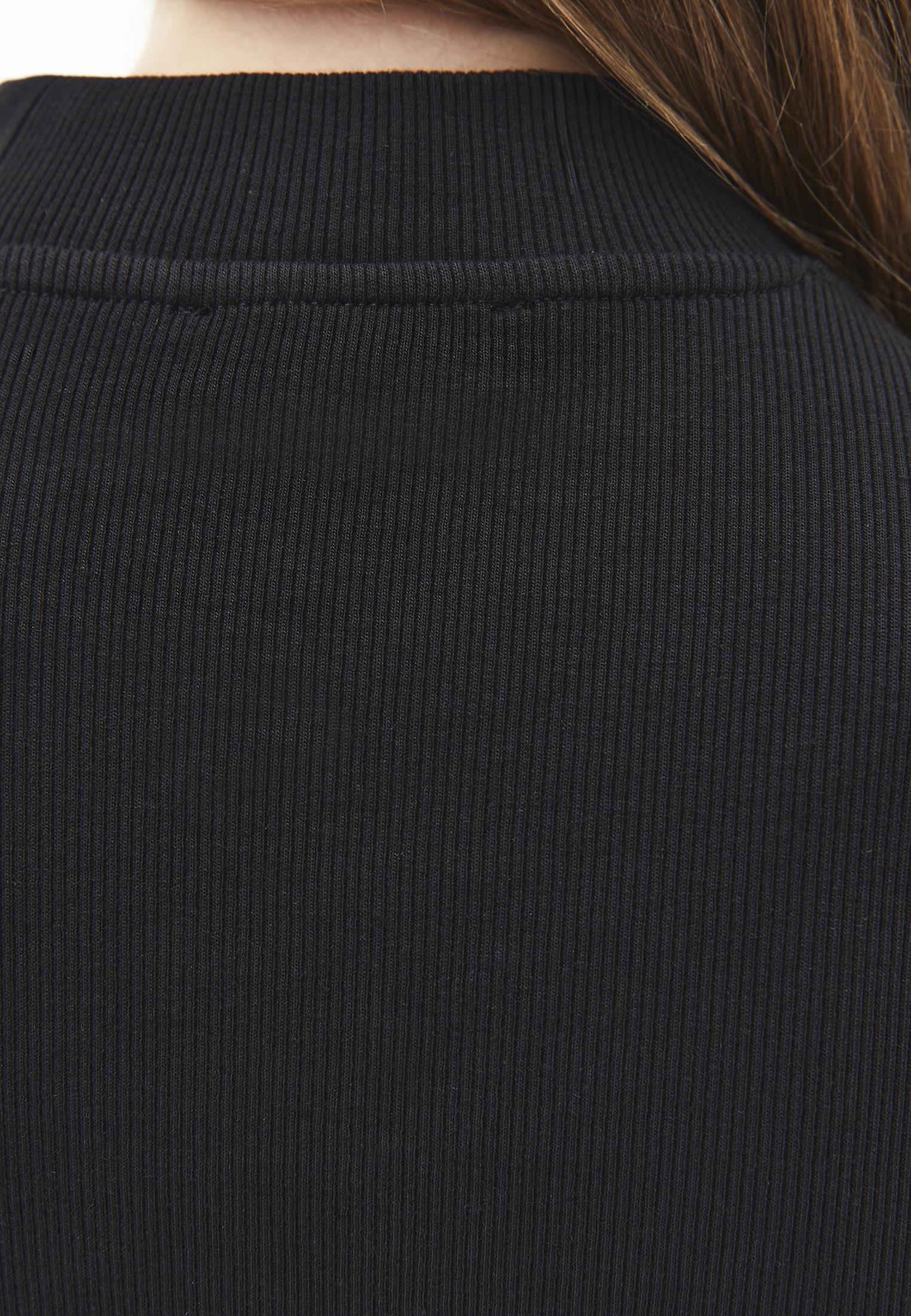 High Neck Cut Out Detail Bodycon T-Shirt - BLACK